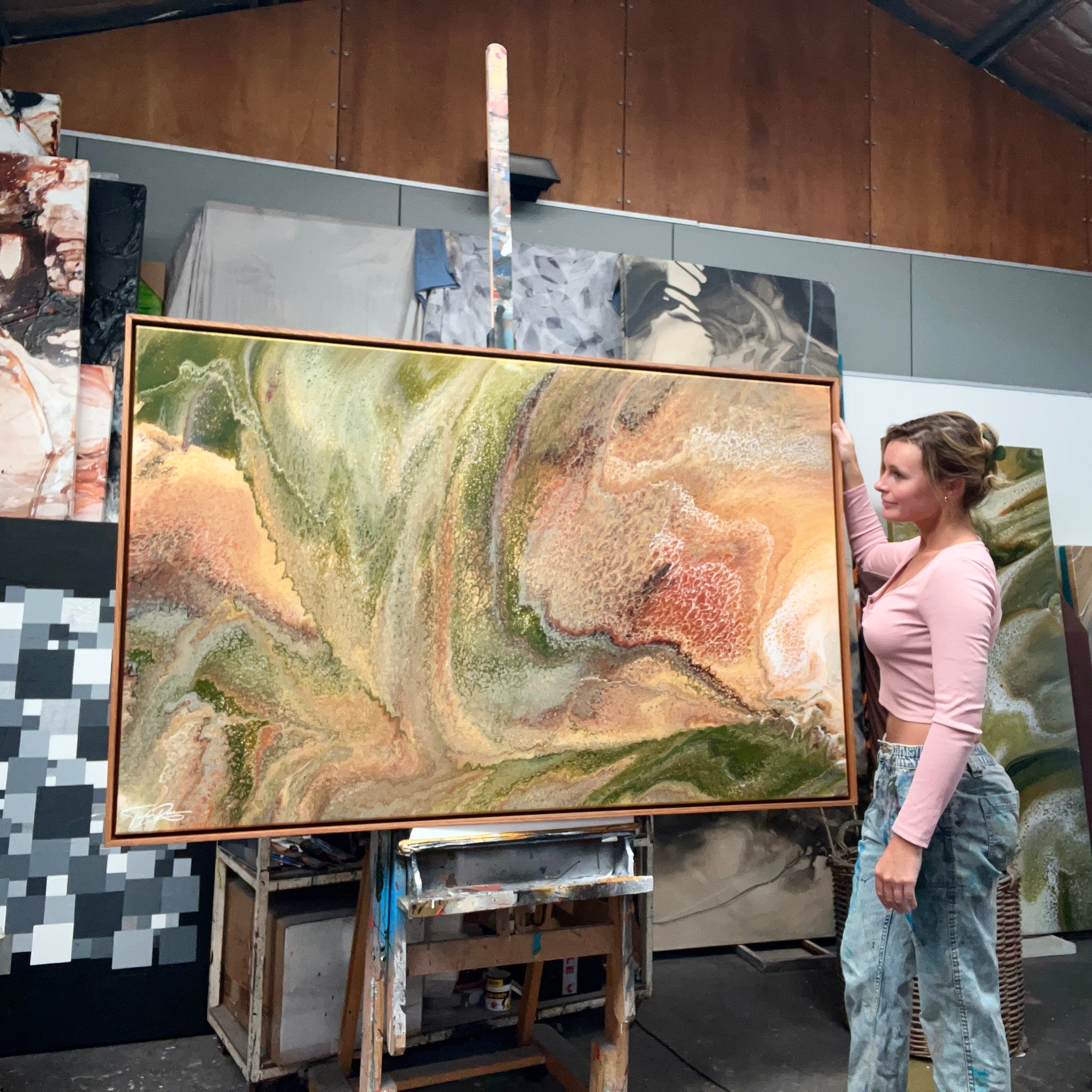 Olive Wilderness 160cm x 100cm Abstract Art Painting Framed (SOLD)