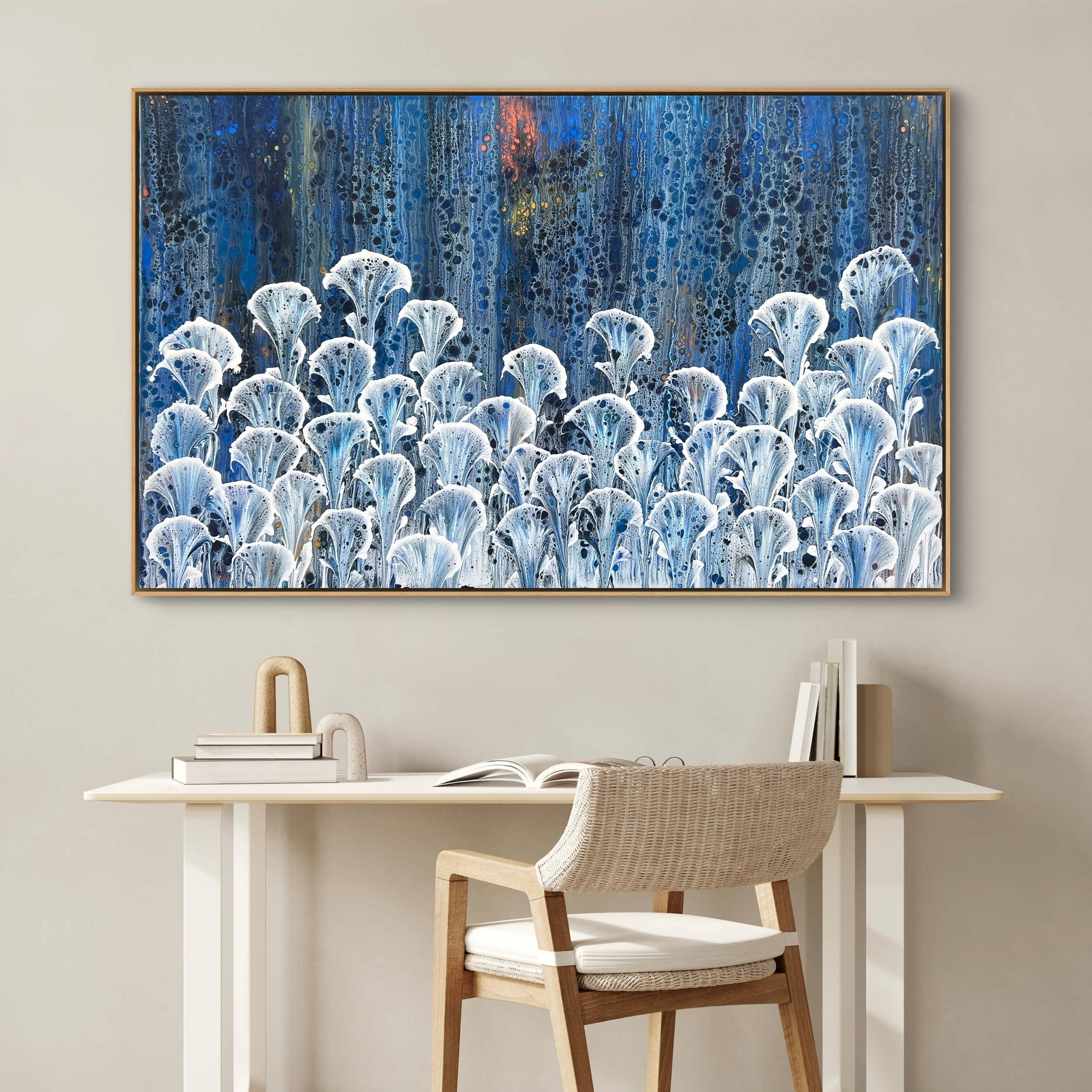 Midnight Lilies 160cm x 100cm Floral and Coral Art Painting
