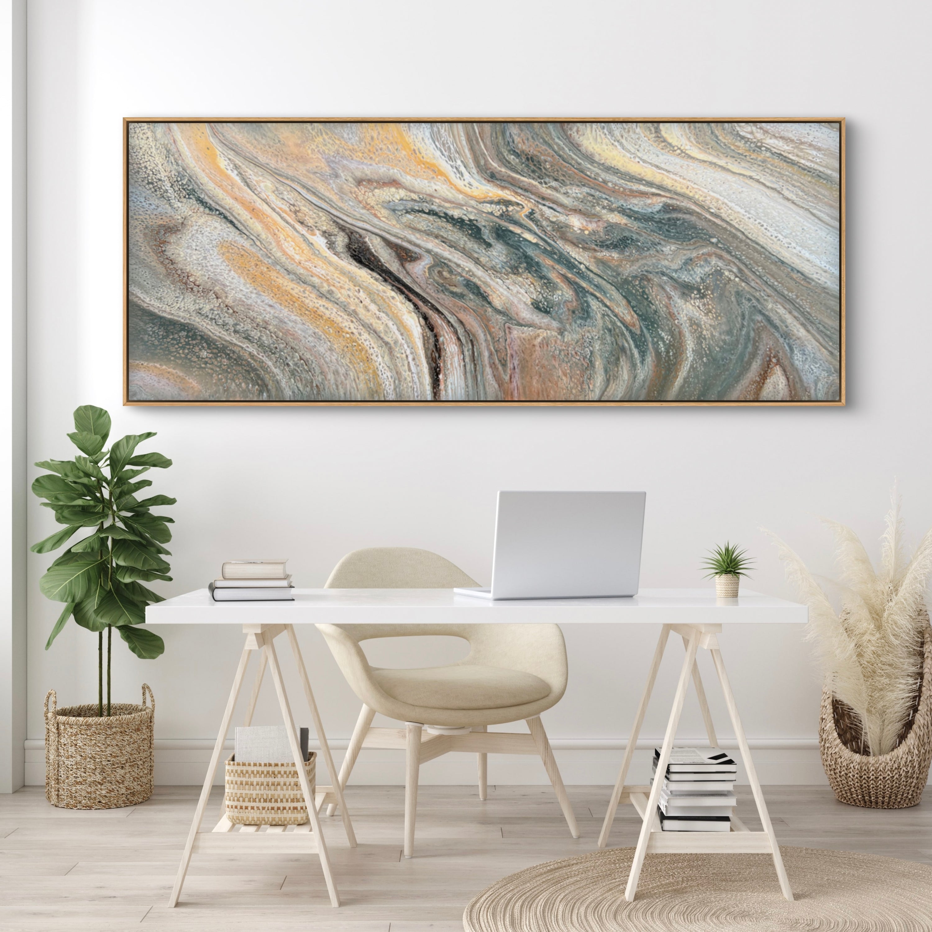 Gilded Sage 200cm x 80cm Abstract Art Painting