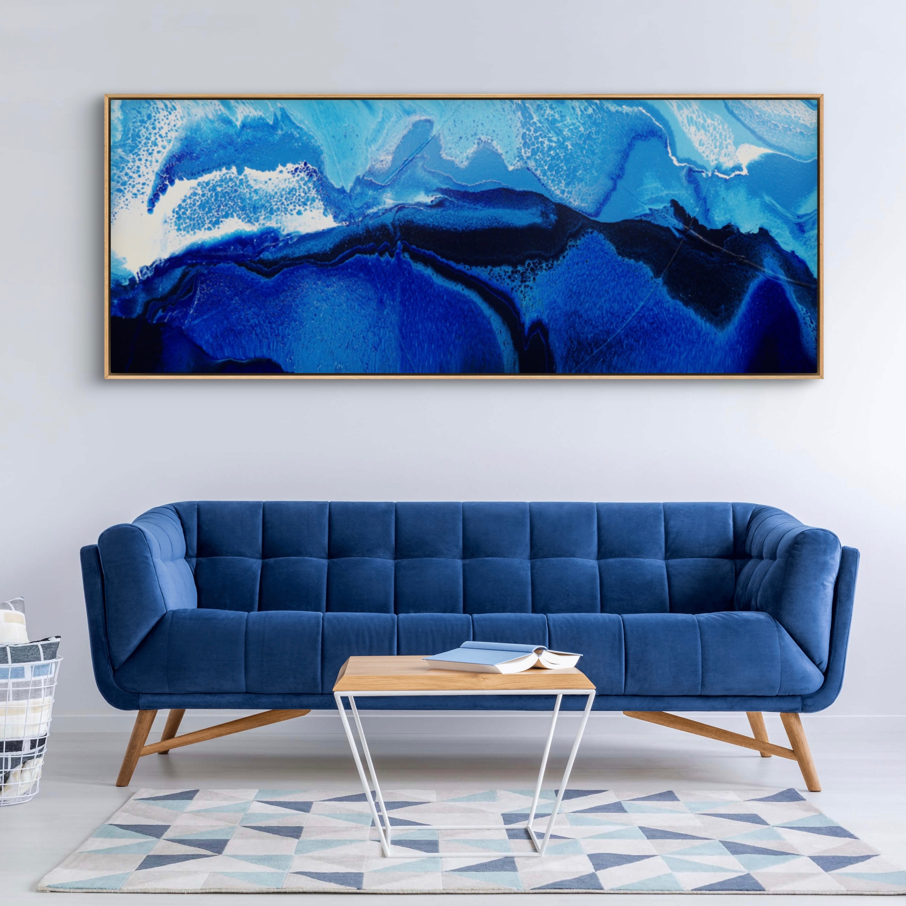 Sapphire Seas 200cm x 80cm Textured Abstract Art Painting