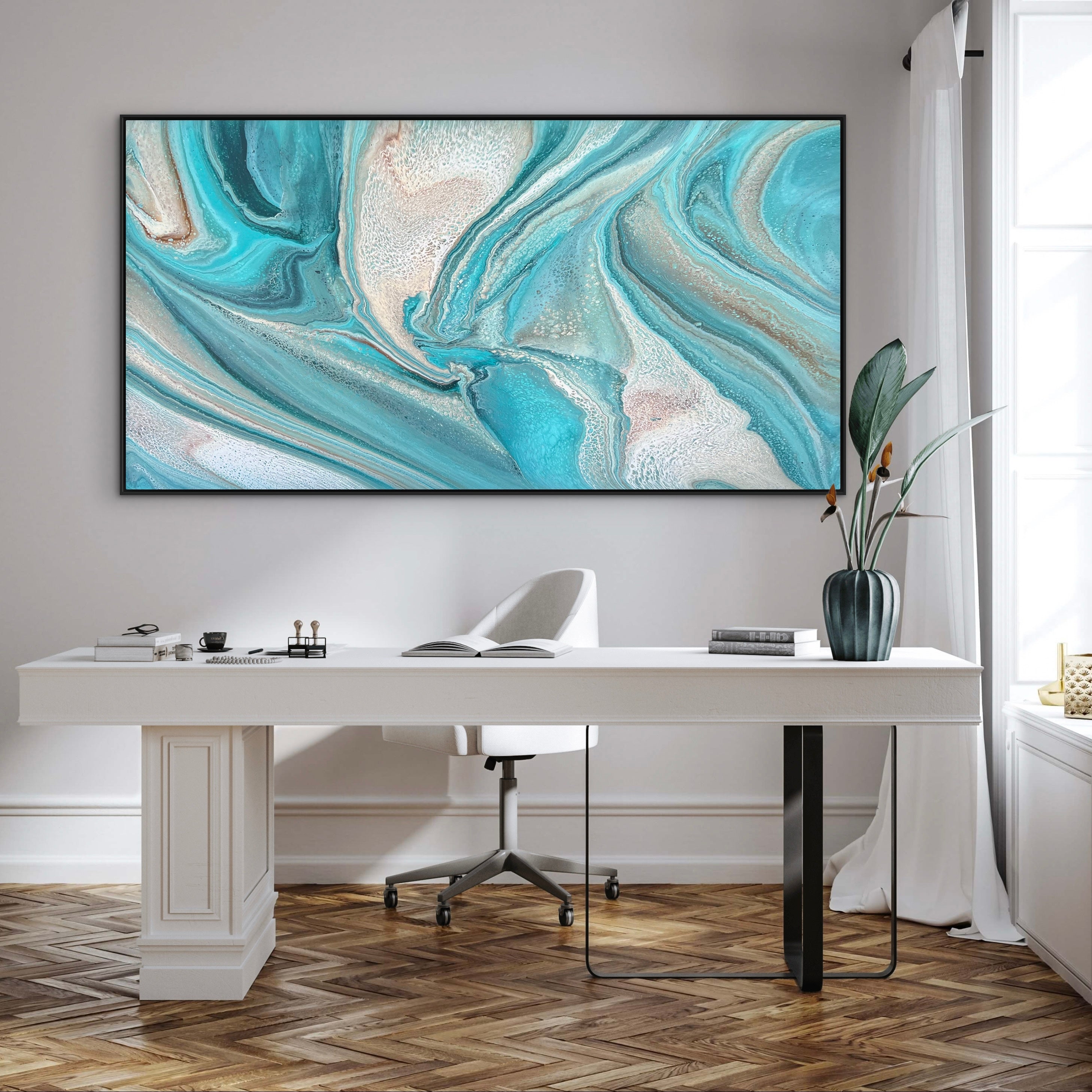 Aqua Siren 190cm x 100cm Abstract Art Painting