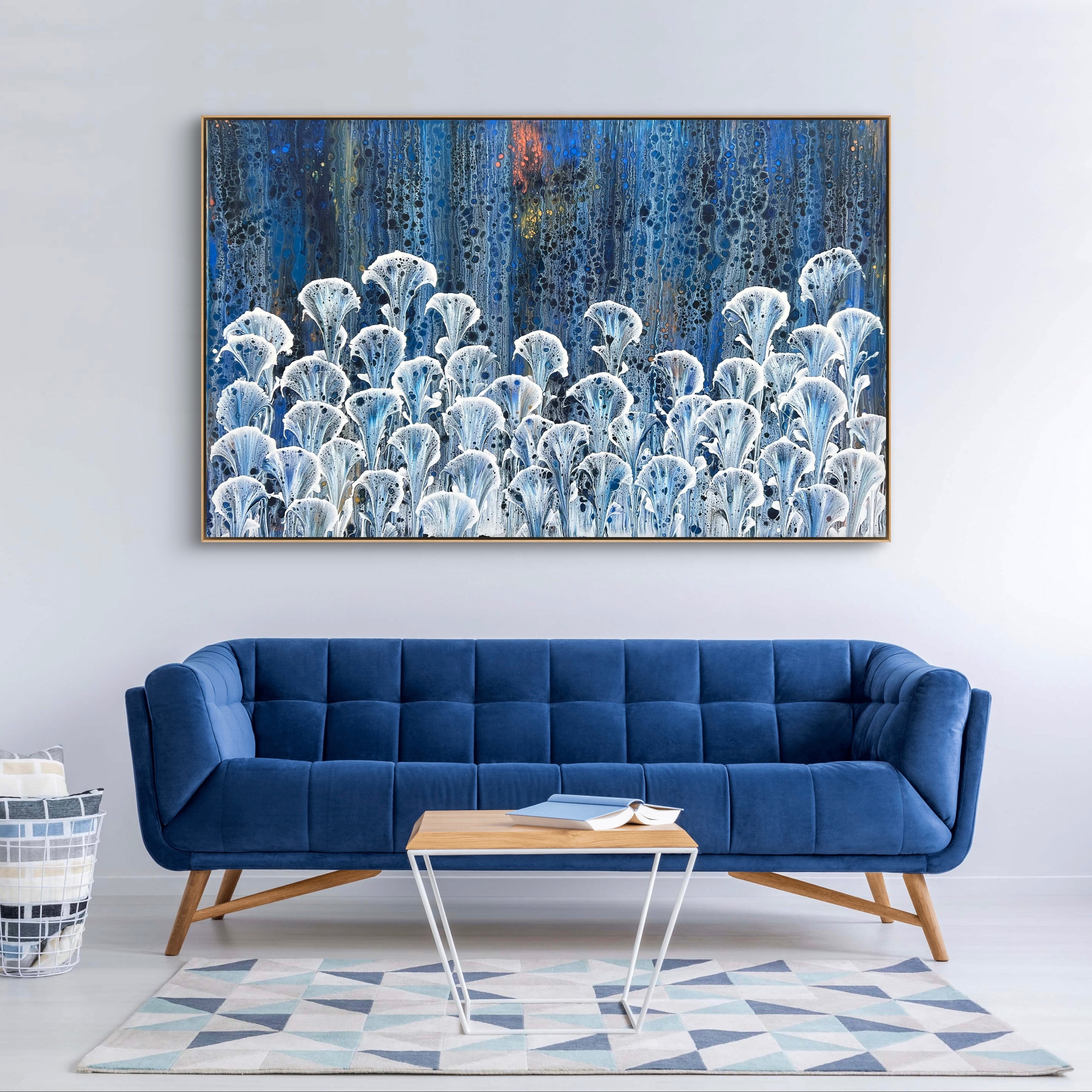 Midnight Lilies 160cm x 100cm Floral and Coral Art Painting
