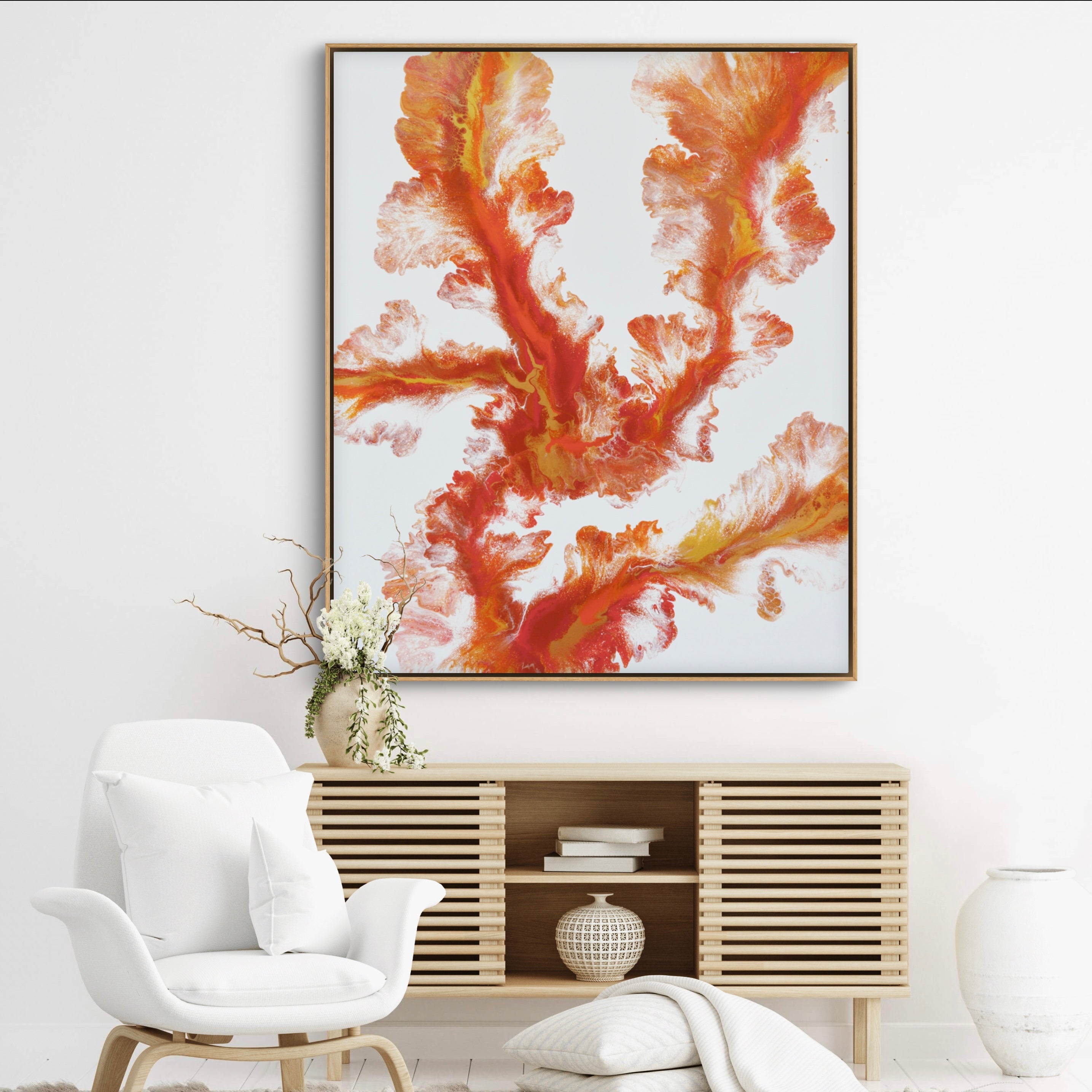 Sunkissed 120cm x 100cm Floral and Coral Art Painting
