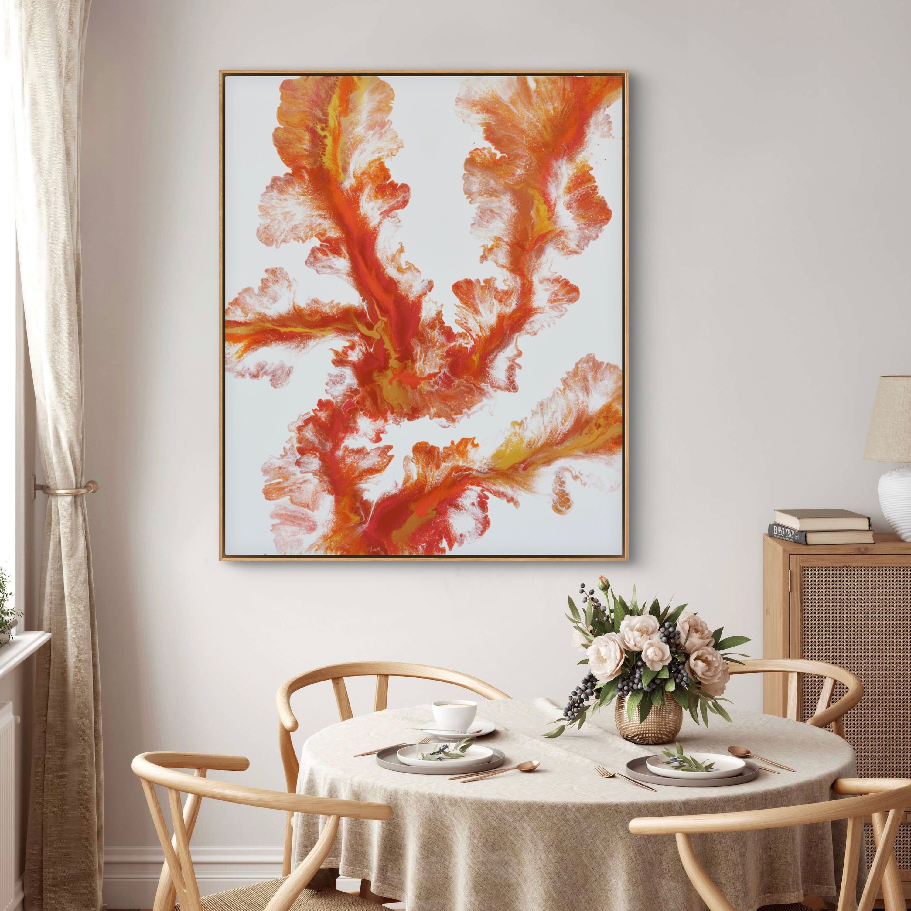 Sunkissed 120cm x 100cm Floral and Coral Art Painting