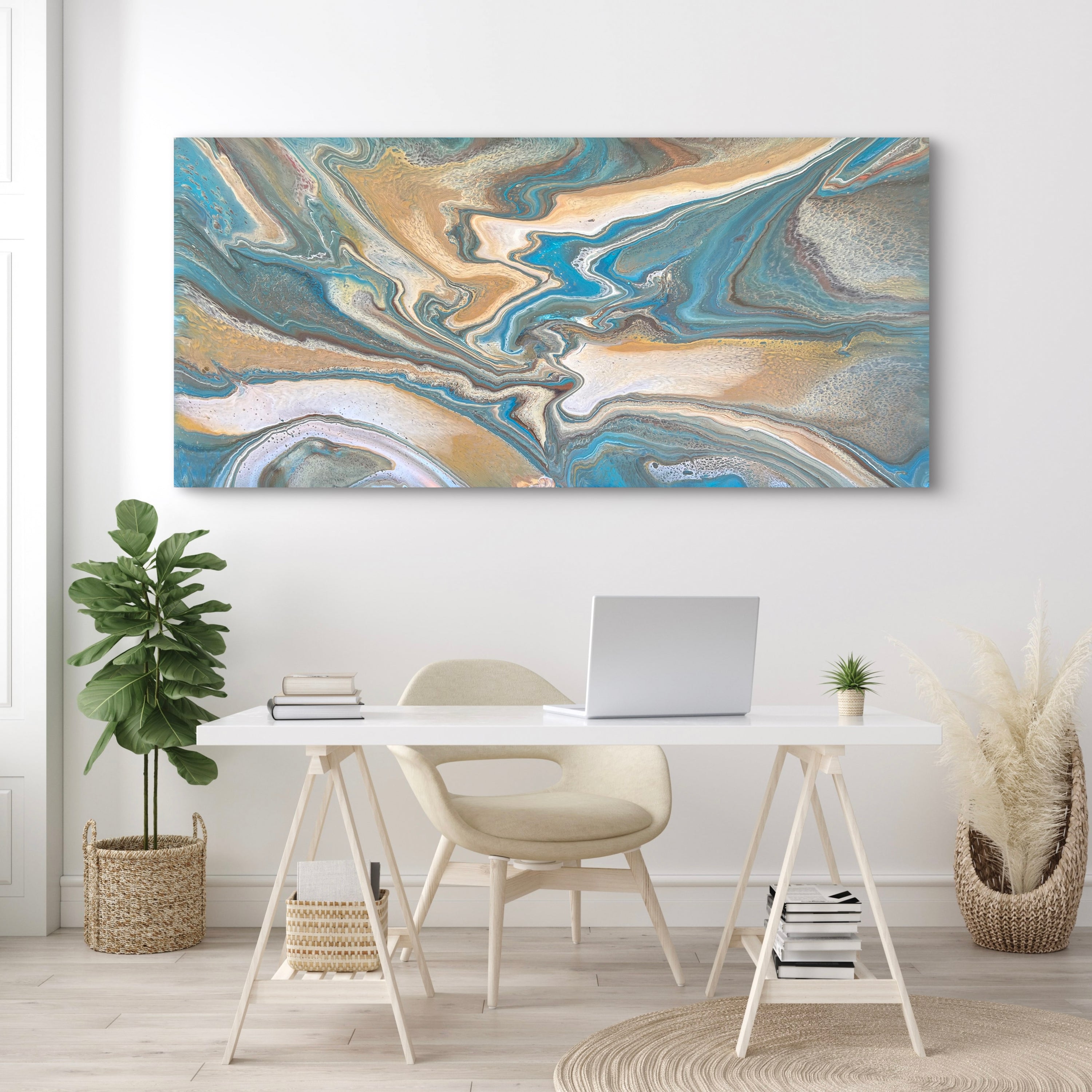 Coastal Allure 190cm x 90cm Abstract Art Painting (SOLD)