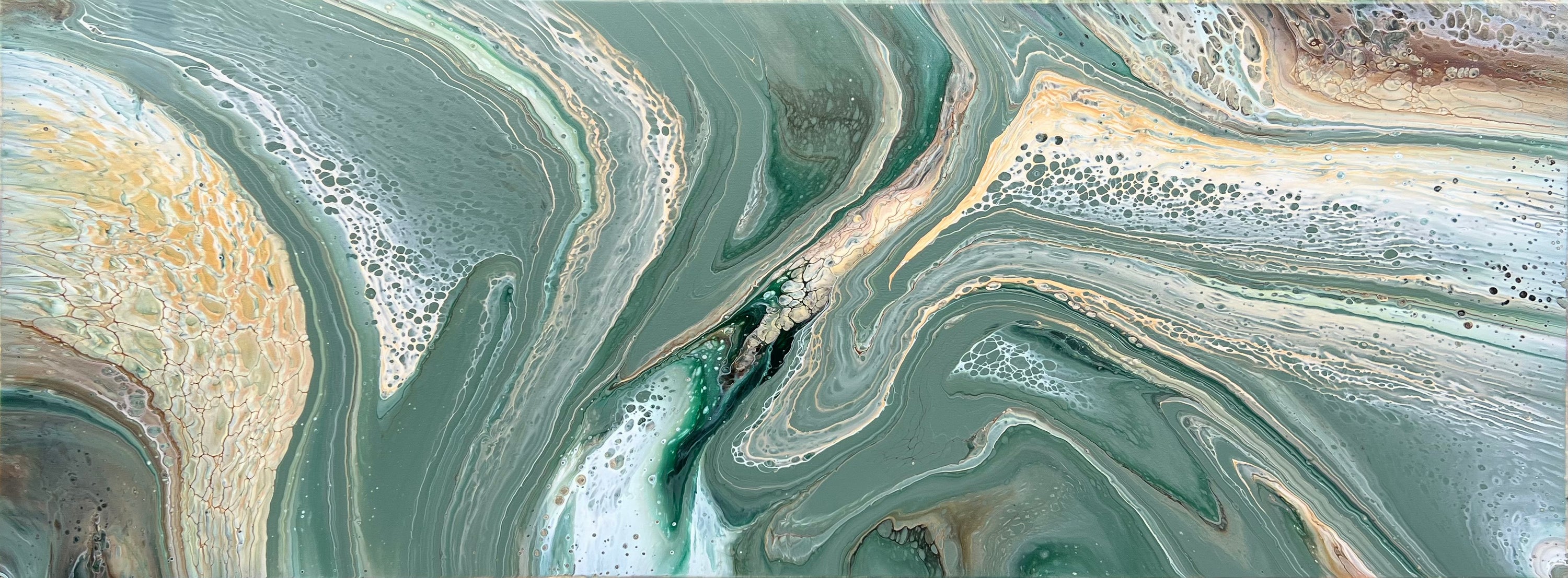 Raw 160cm x 60cm Green Abstract Art Painting