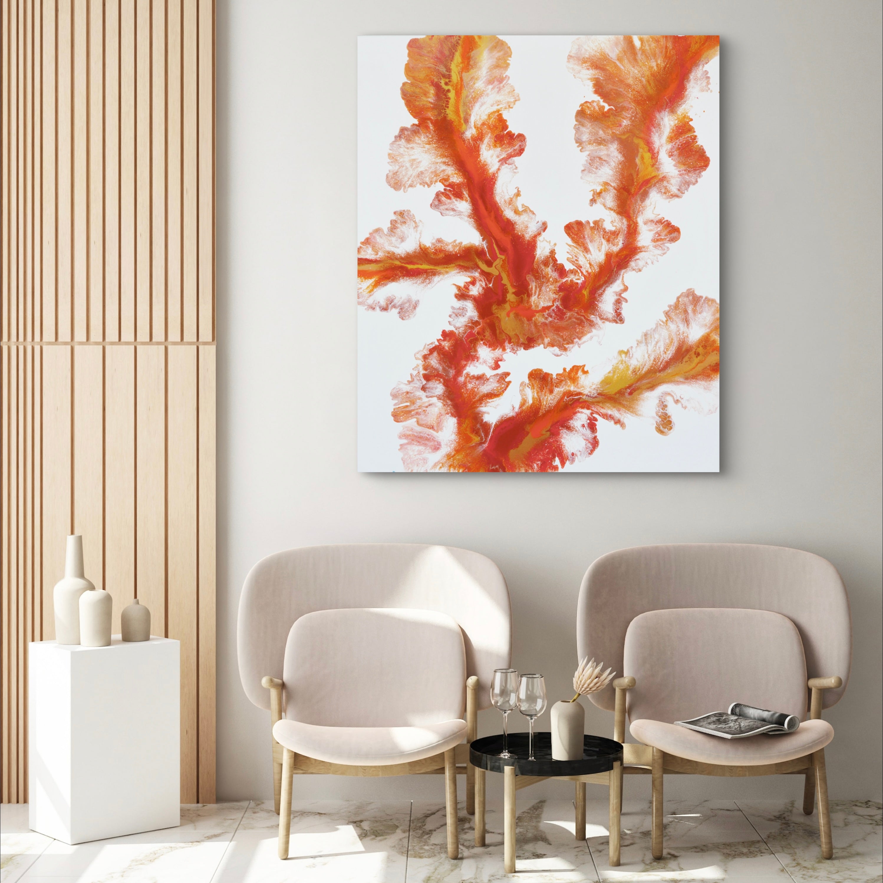 Sunkissed 120cm x 100cm Floral and Coral Art Painting