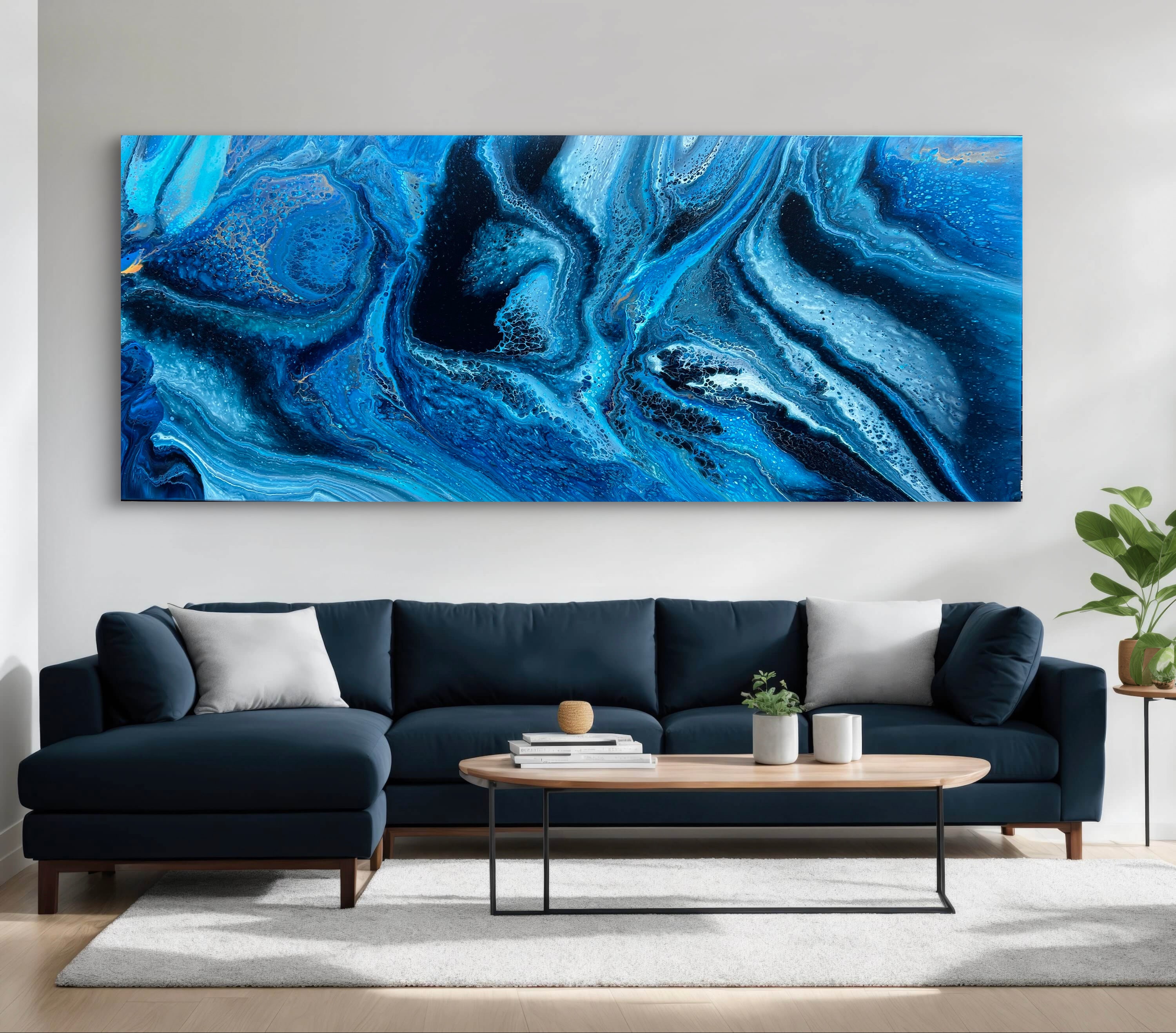 Oceans Trance 240cm x 100cm Abstract Art Painting (SOLD)