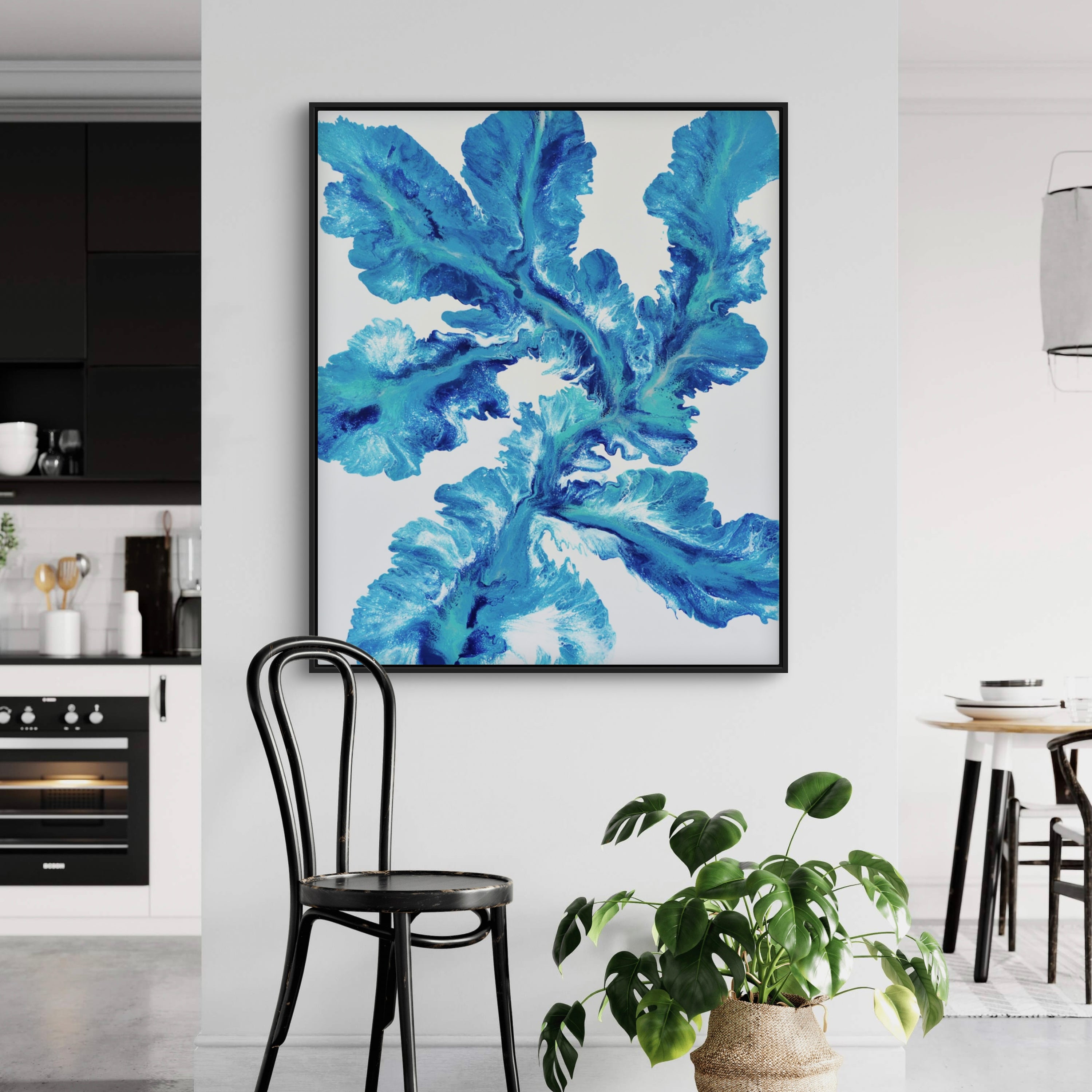 Byron Blue 120cm x 100cm Floral and Coral Art Painting (SOLD)
