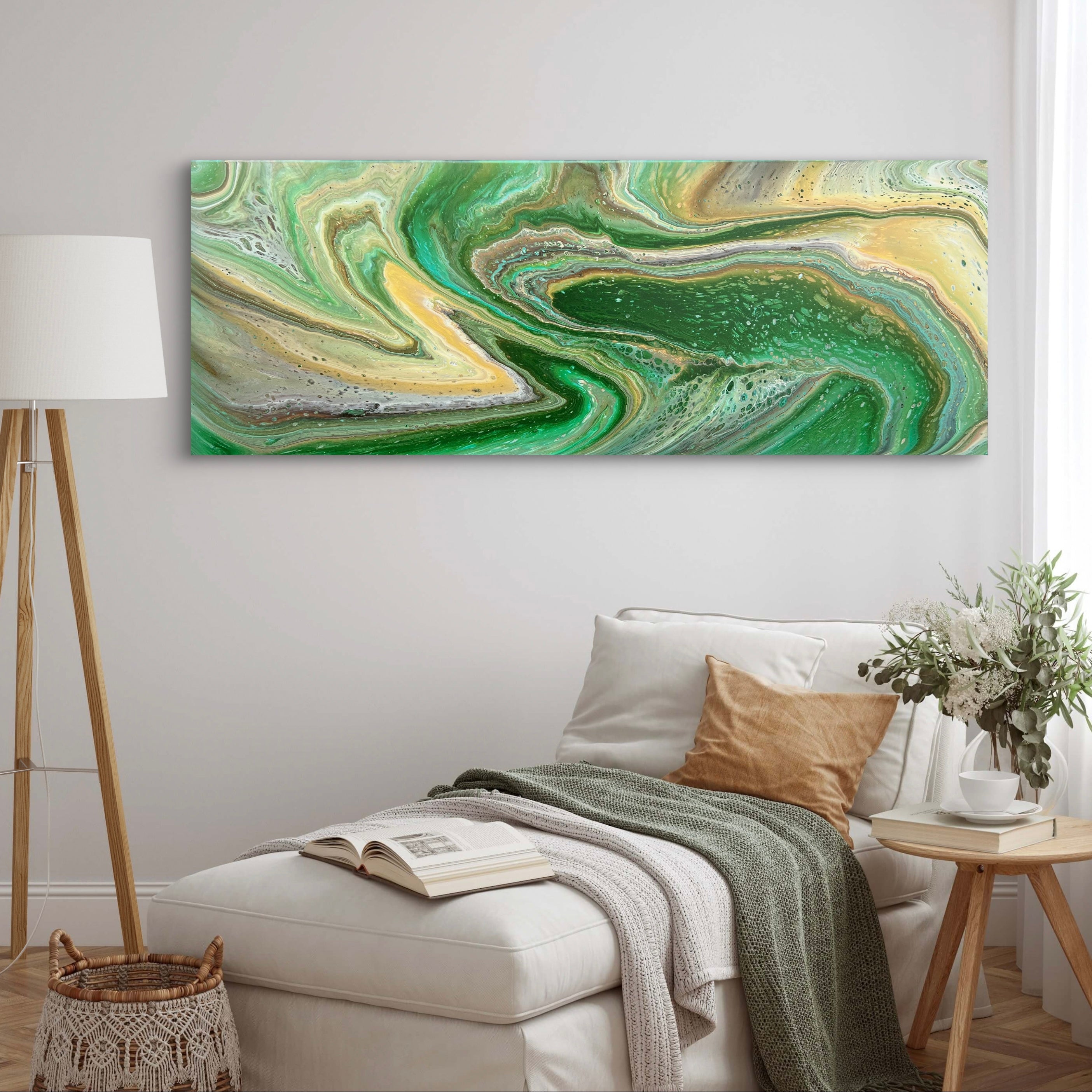 Evergreen 160cm x 60cm Green Abstract Art Painting