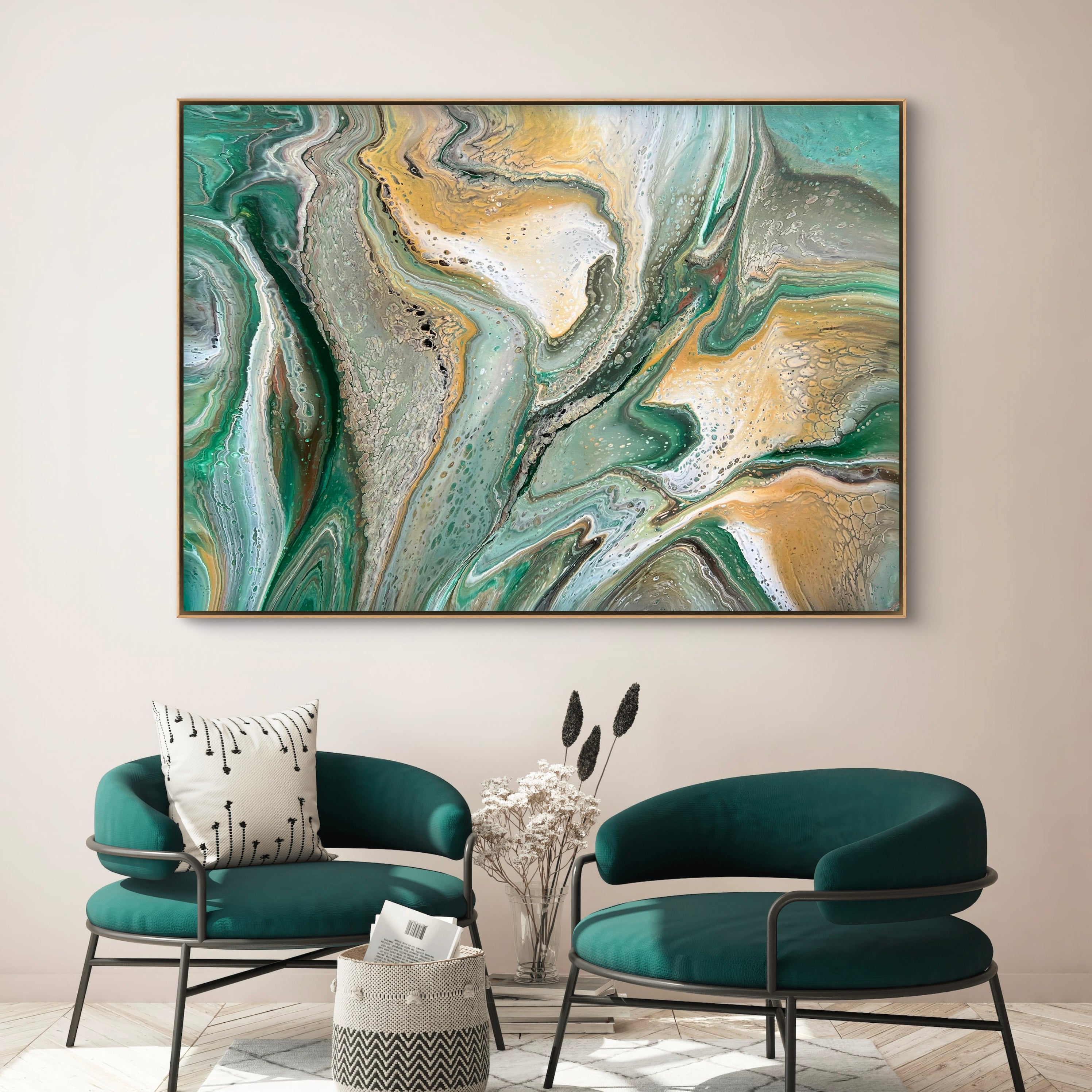 Intrinsic 140cm x 100cm Green Abstract Art Painting (SOLD)
