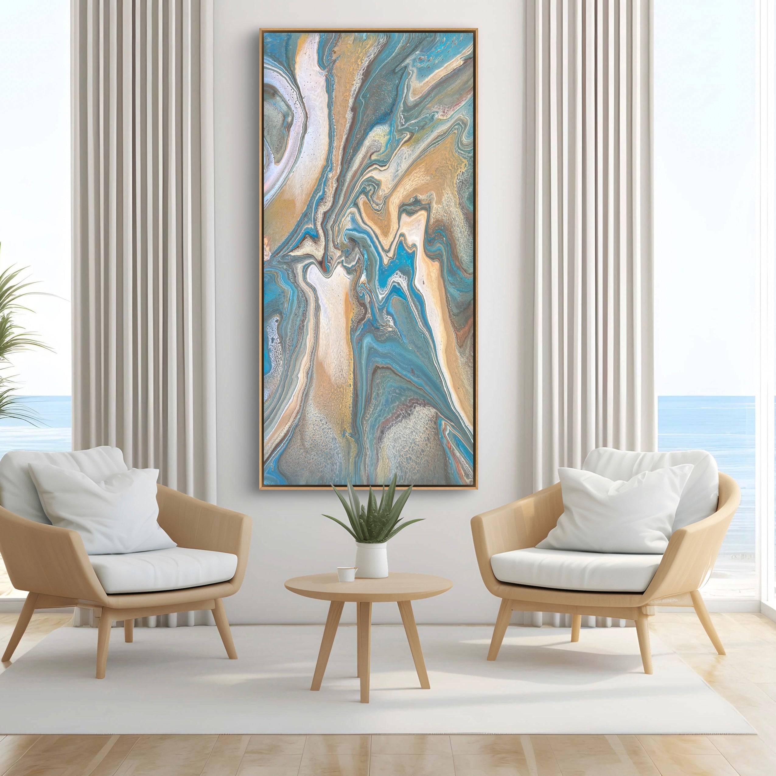 Coastal Allure 190cm x 90cm Abstract Art Painting (SOLD)