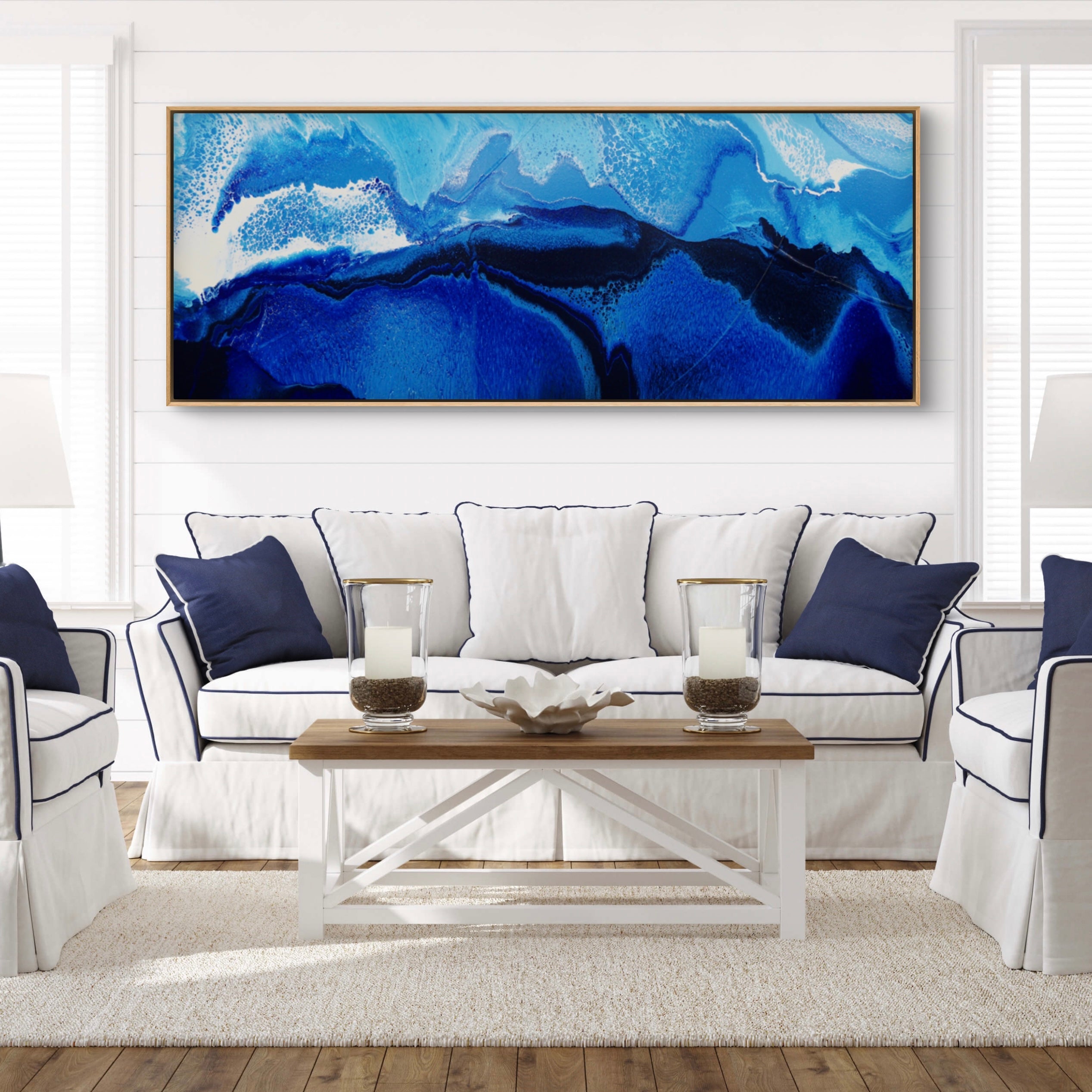 Sapphire Seas 200cm x 80cm Textured Abstract Art Painting