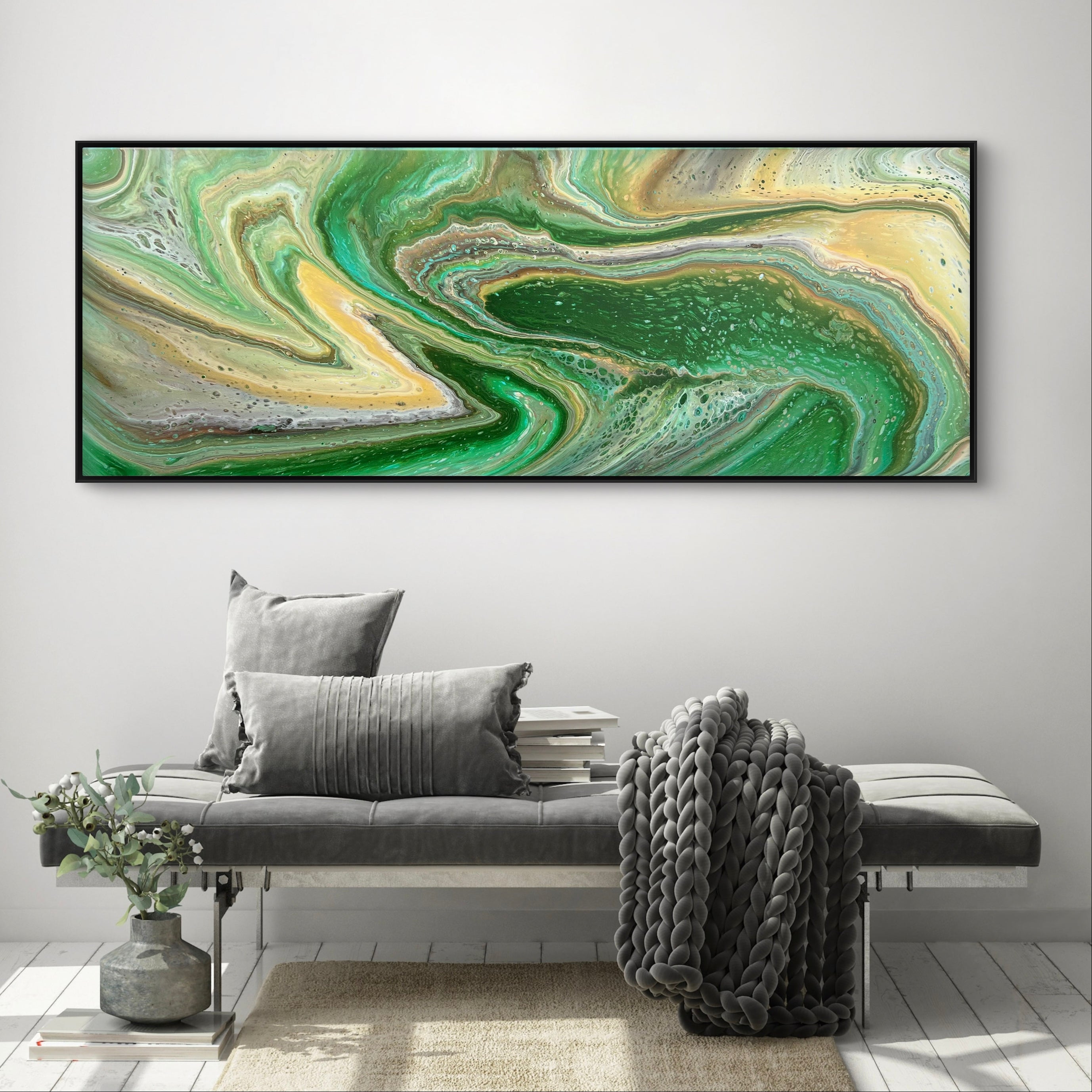 Evergreen 160cm x 60cm Green Abstract Art Painting