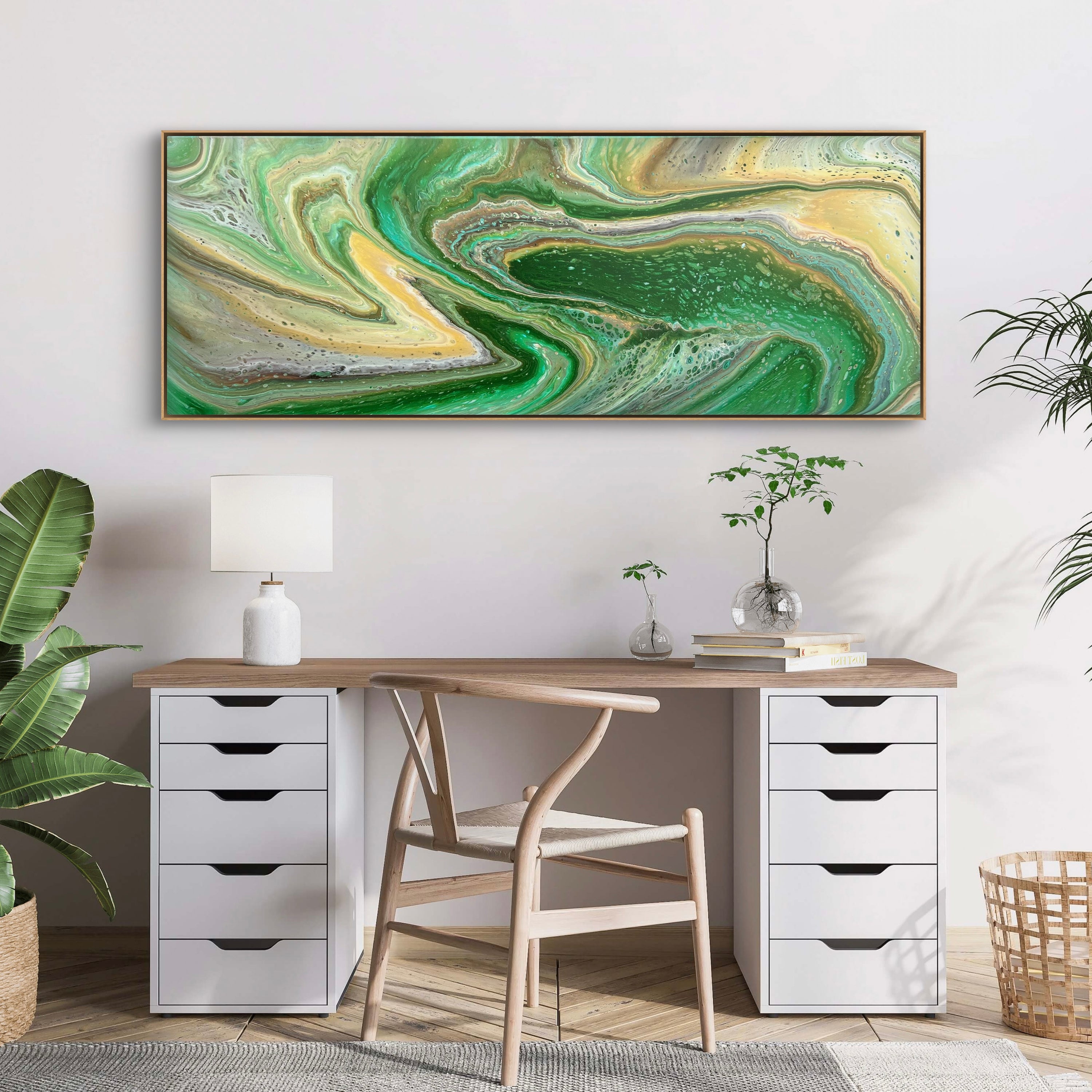 Evergreen 160cm x 60cm Green Abstract Art Painting
