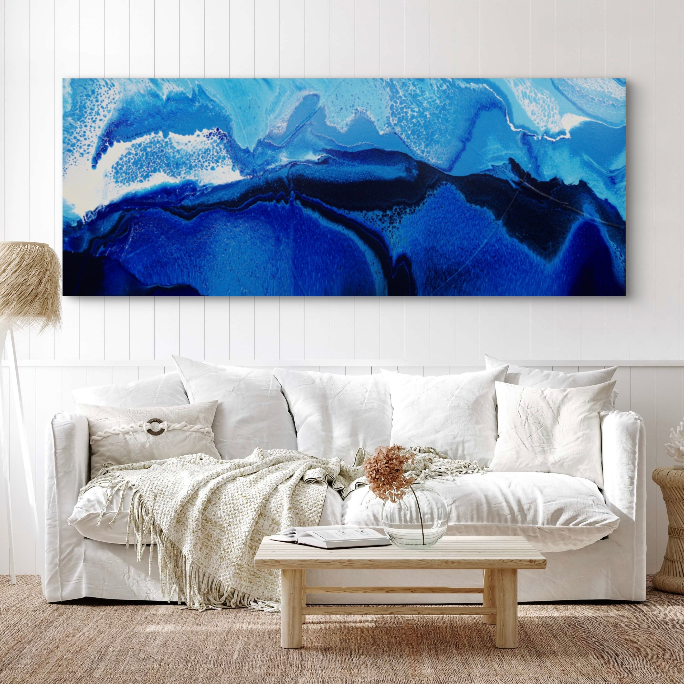 Sapphire Seas 200cm x 80cm Textured Abstract Art Painting