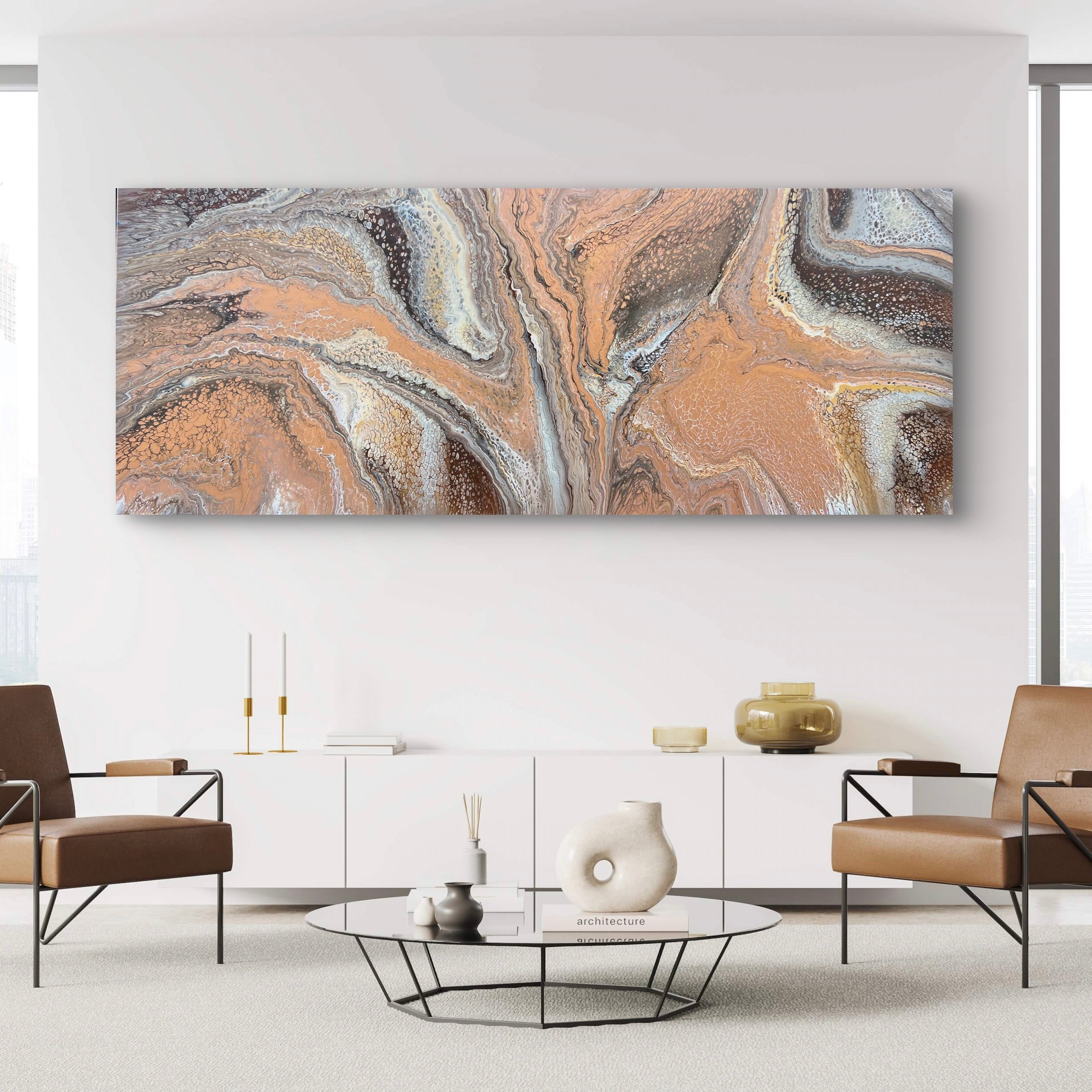 Bronzed Everglow 200cm x 80cm Abstract Art Painting