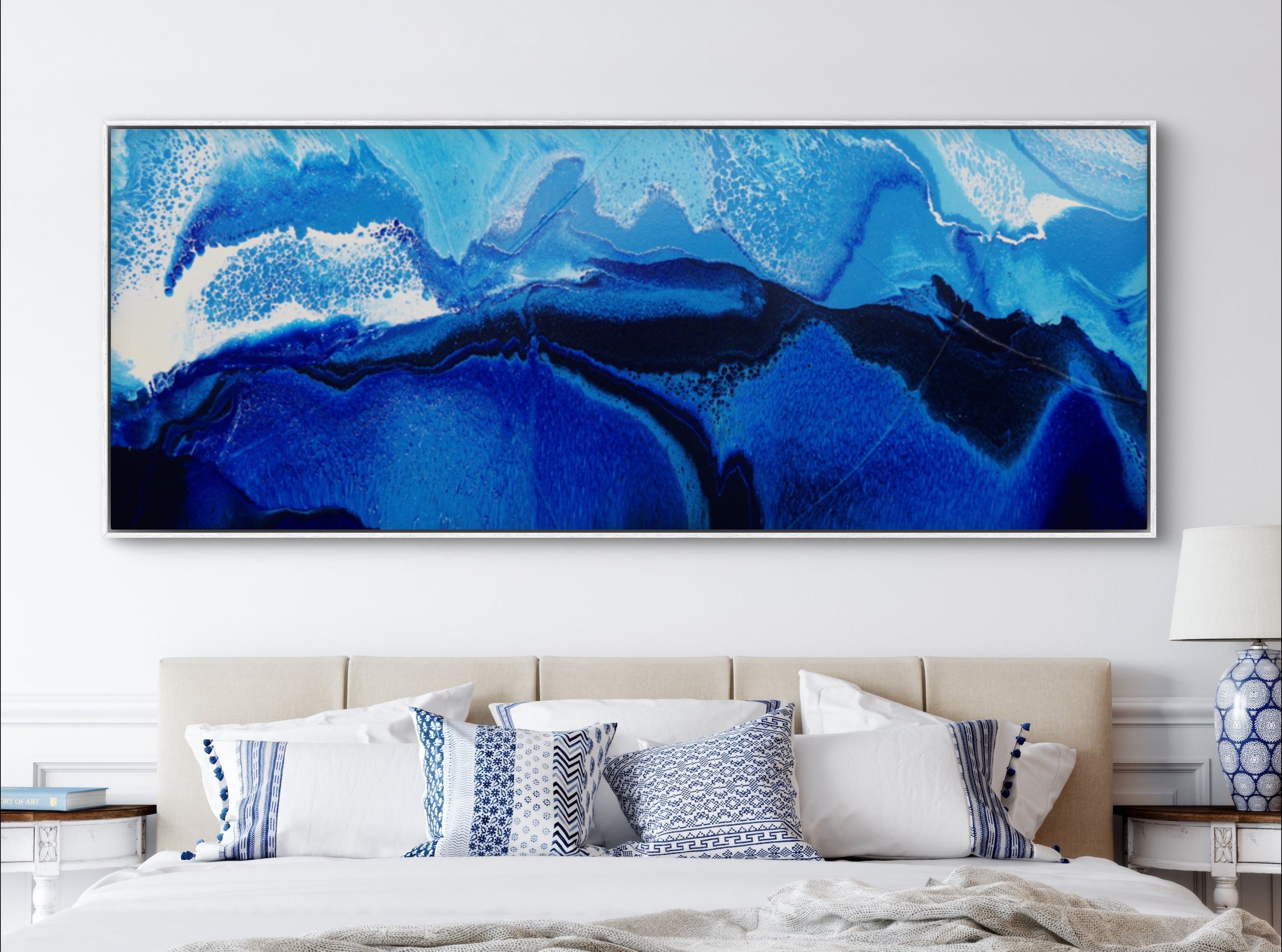 Sapphire Seas 200cm x 80cm Textured Abstract Art Painting