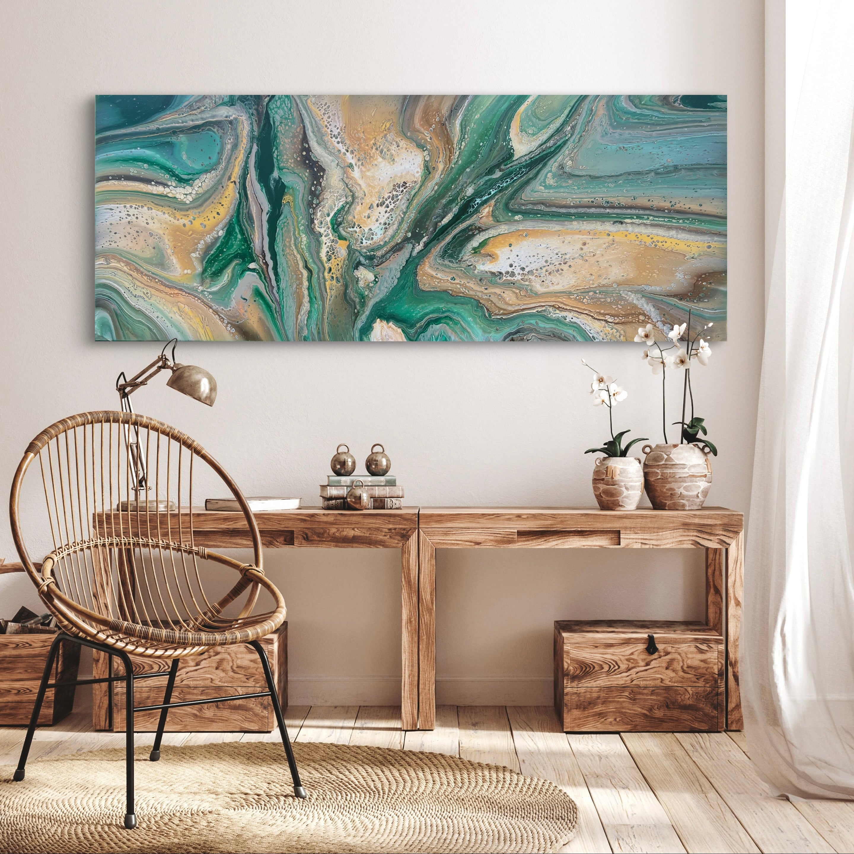 Green Motion 200cm x 80cm Abstract Art Painting