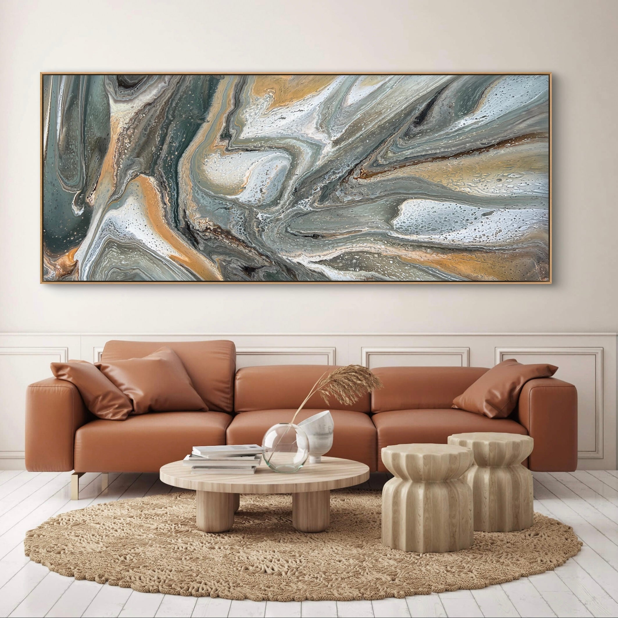 Solitude 240cm x 100cm Khaki Abstract Art Painting