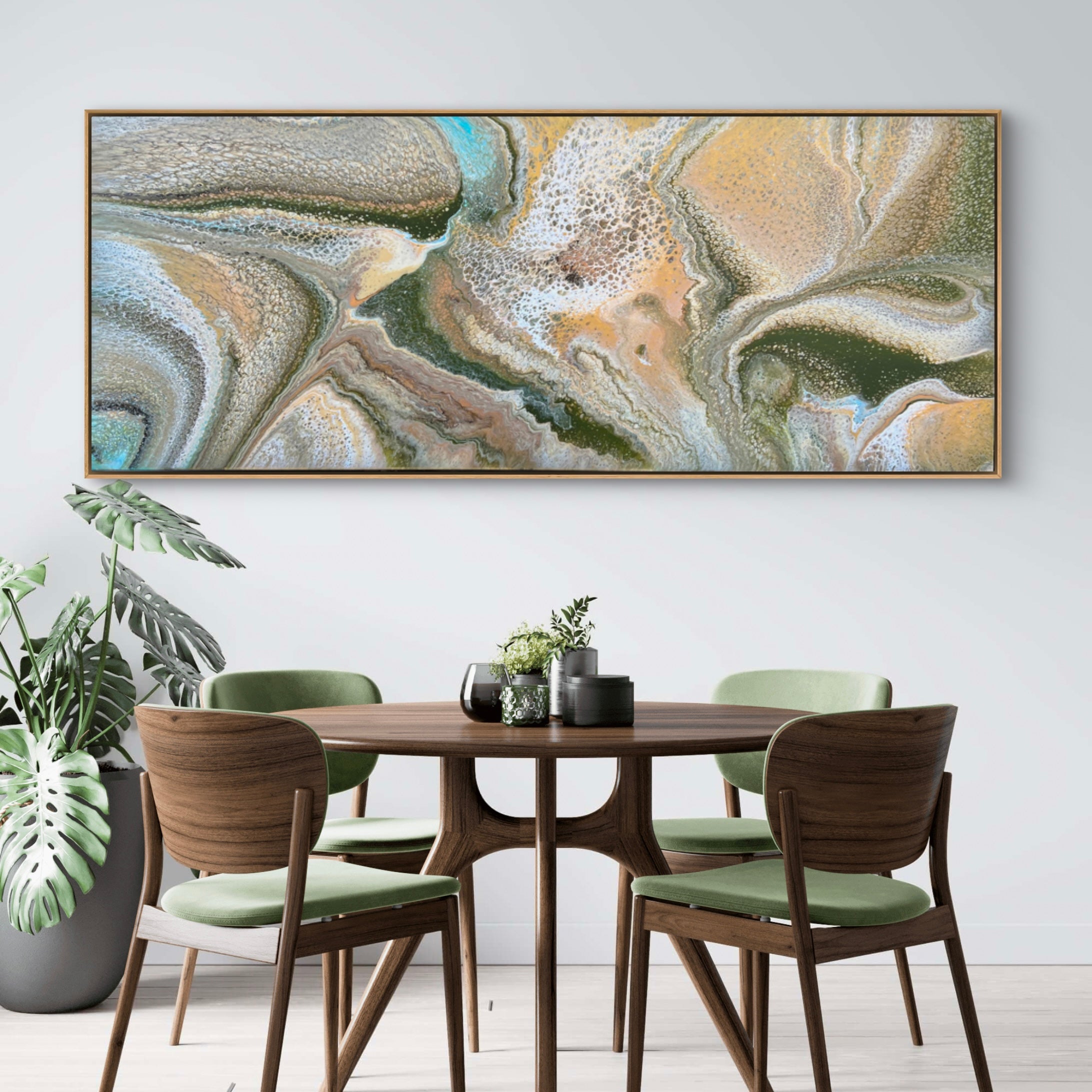 Aquafied Olive 200cm x 80cm Abstract Art Painting Framed (SOLD)