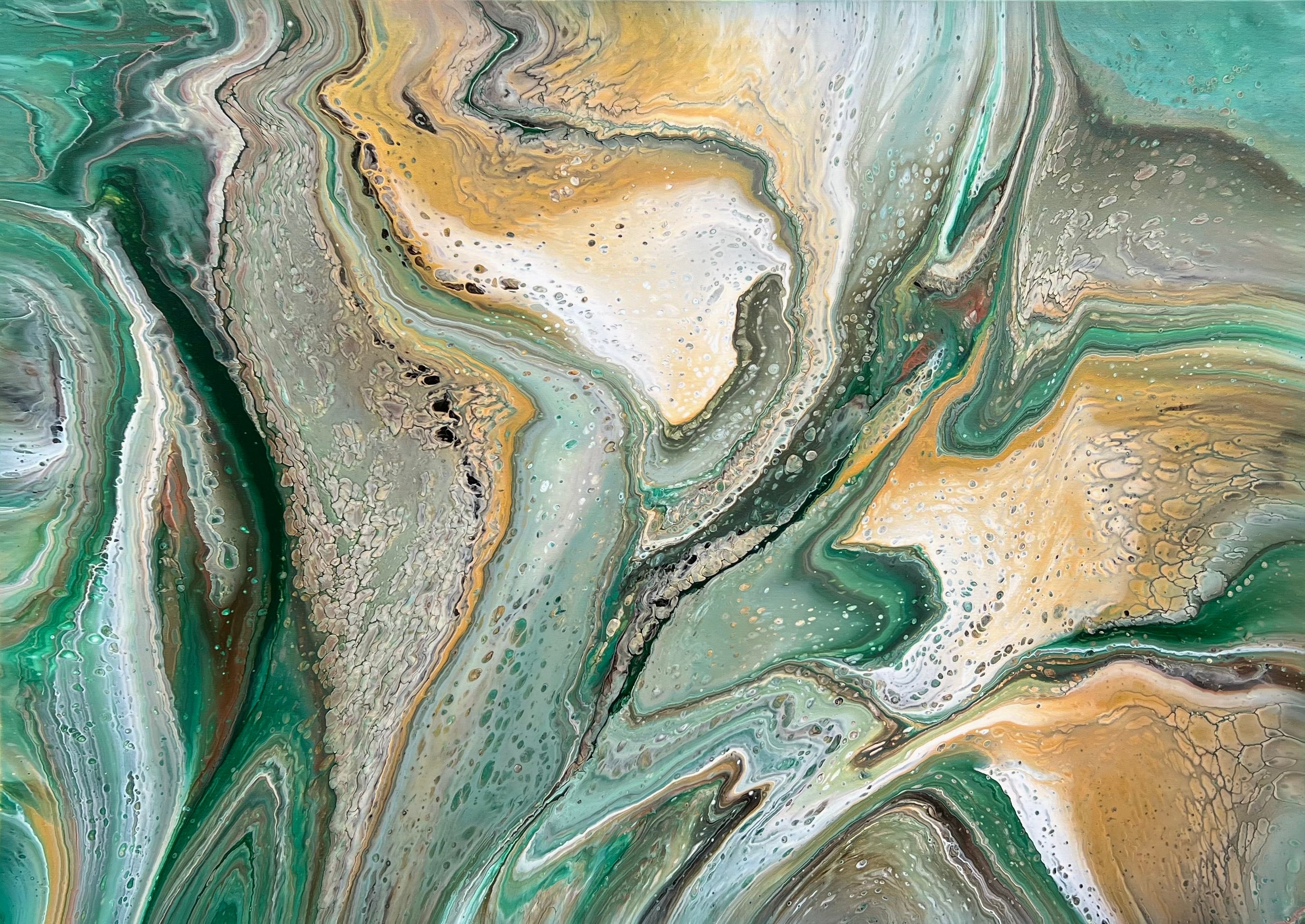 Intrinsic 140cm x 100cm Green Abstract Art Painting (SOLD)