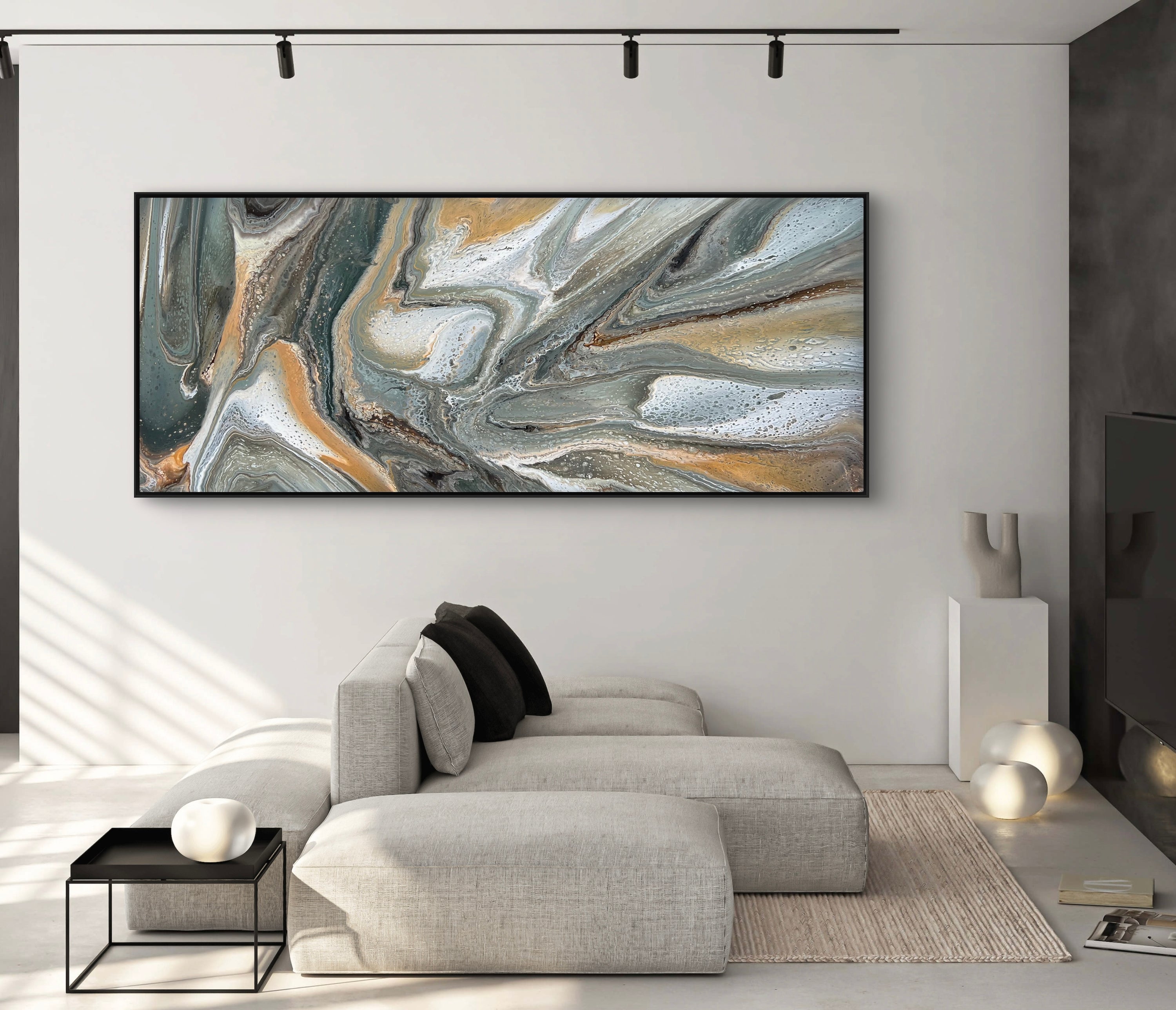 Solitude 240cm x 100cm Khaki Abstract Art Painting