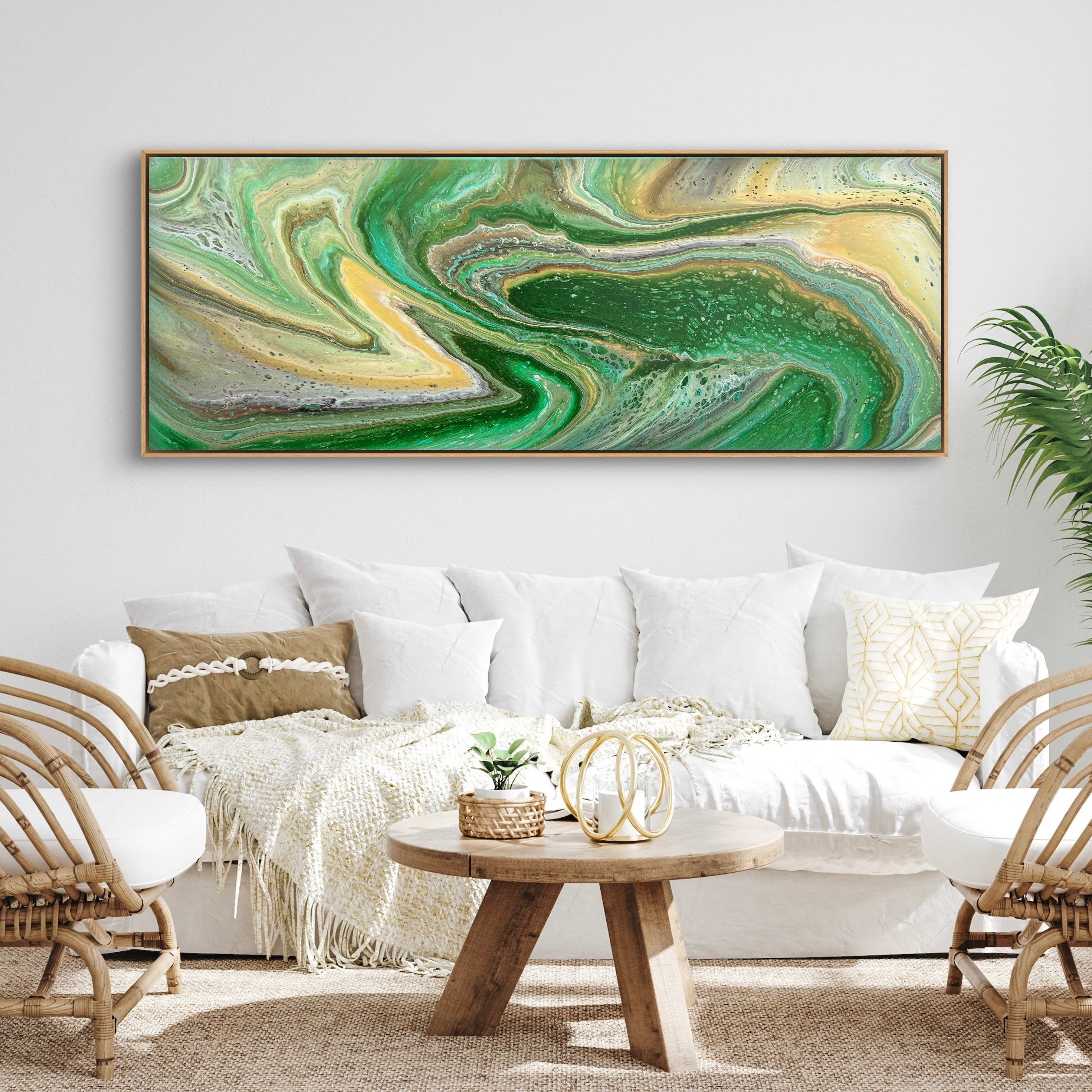 Evergreen 160cm x 60cm Green Abstract Art Painting