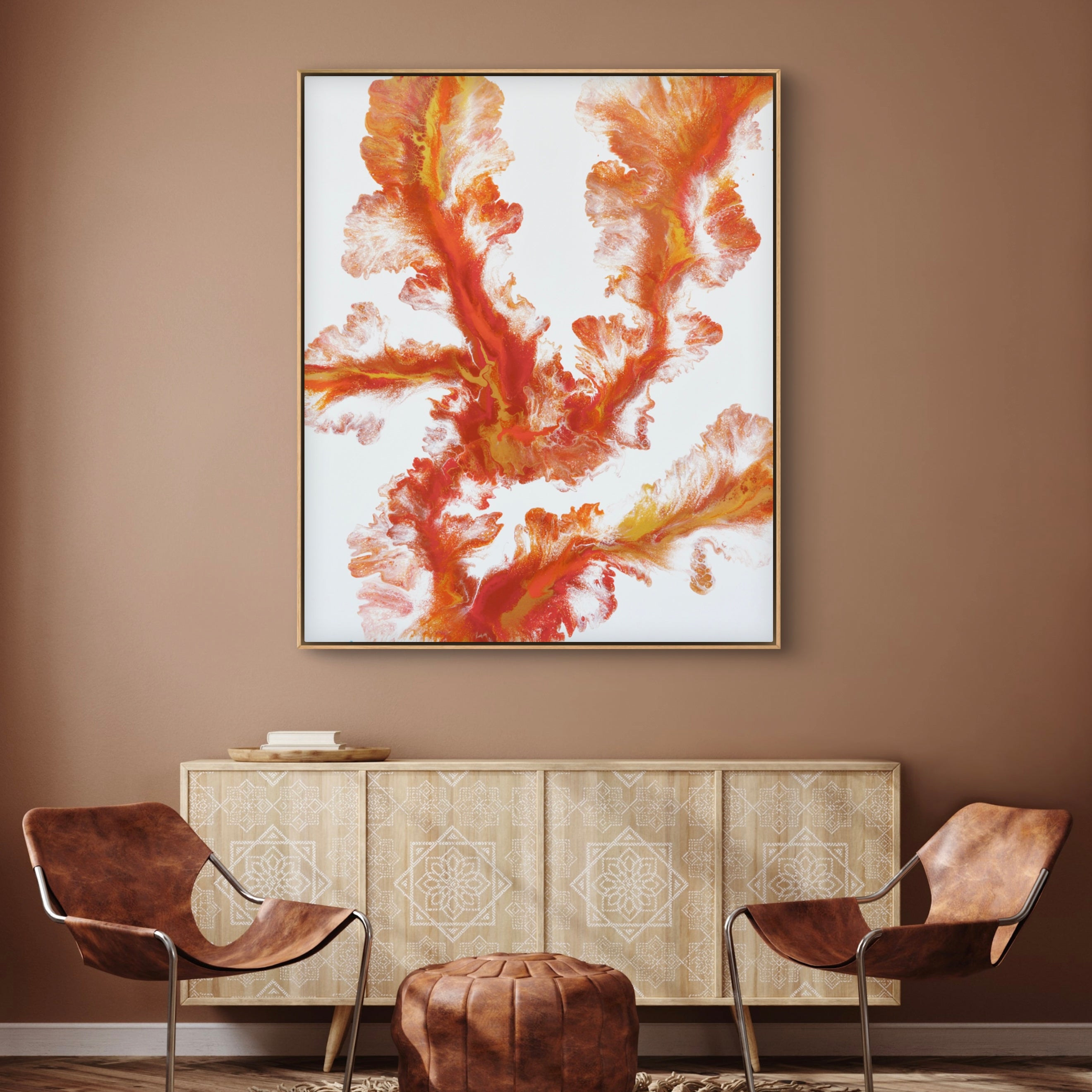 Sunkissed 120cm x 100cm Floral and Coral Art Painting