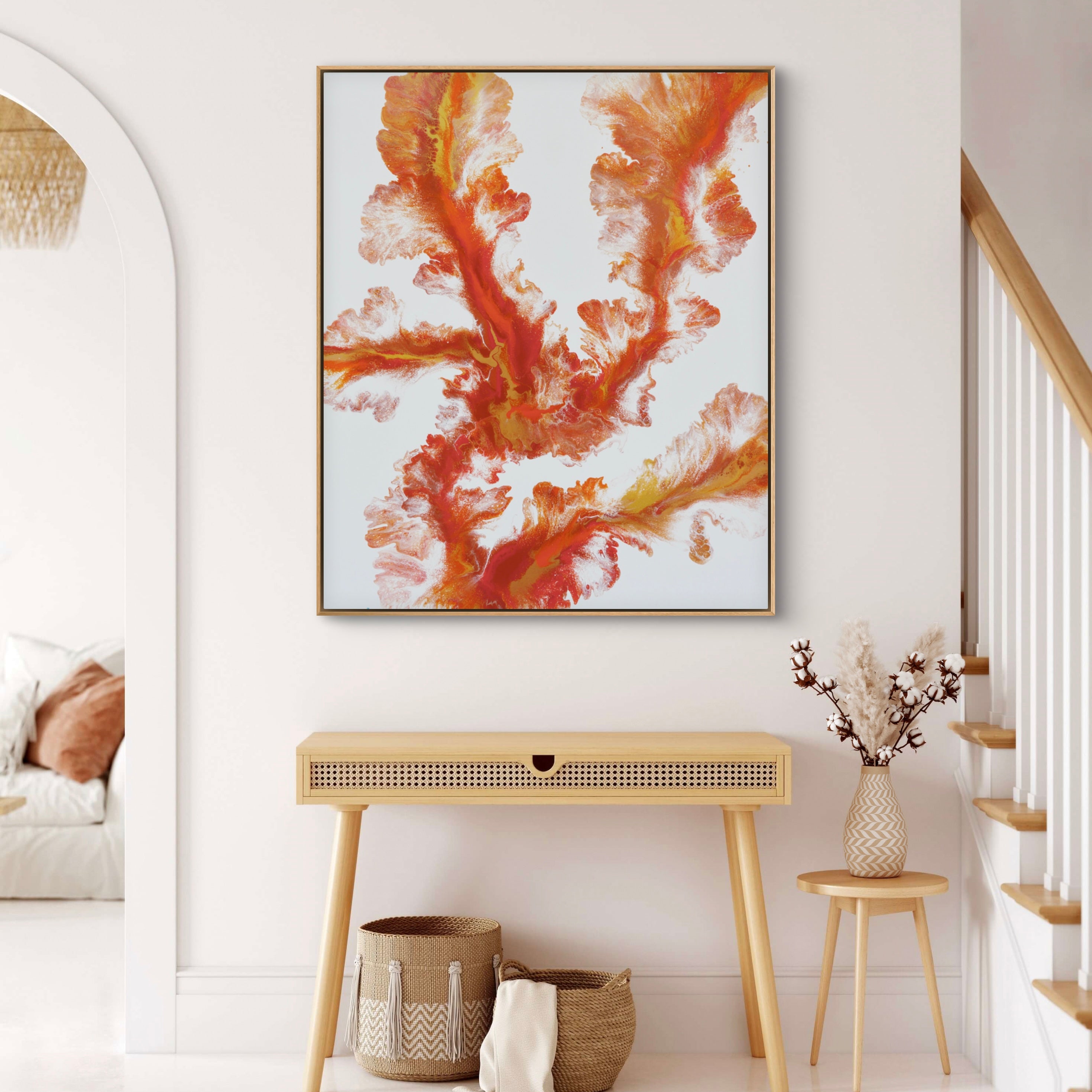 Sunkissed 120cm x 100cm Floral and Coral Art Painting
