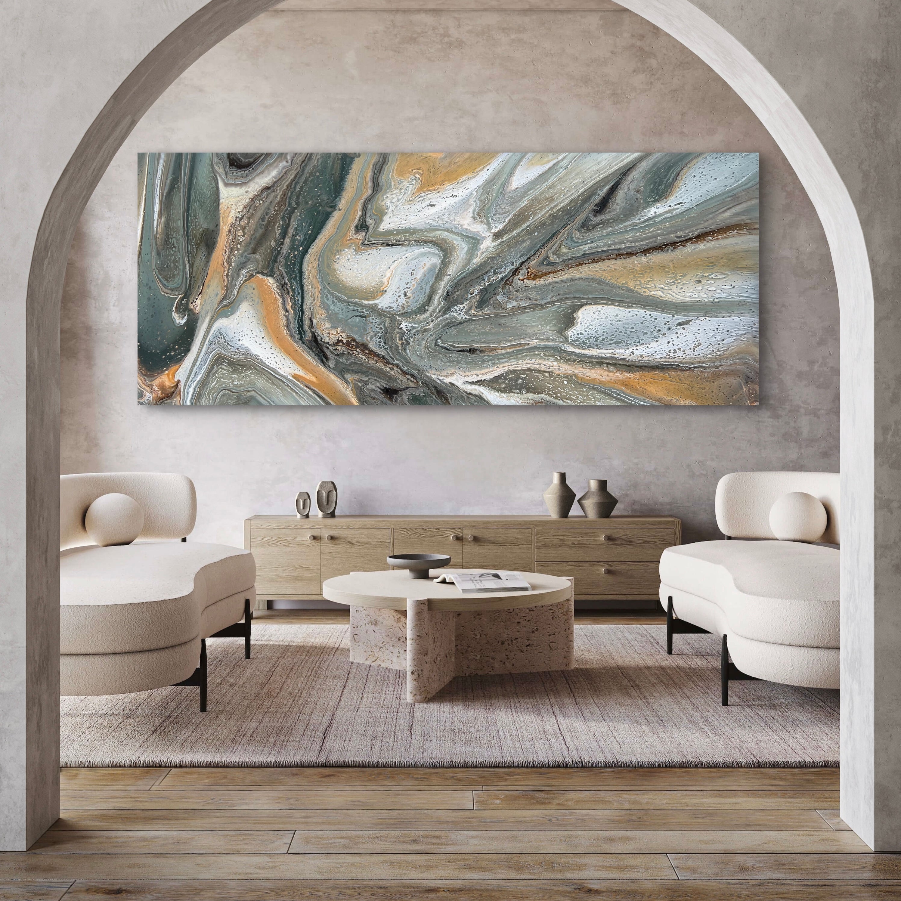 Solitude 240cm x 100cm Khaki Abstract Art Painting