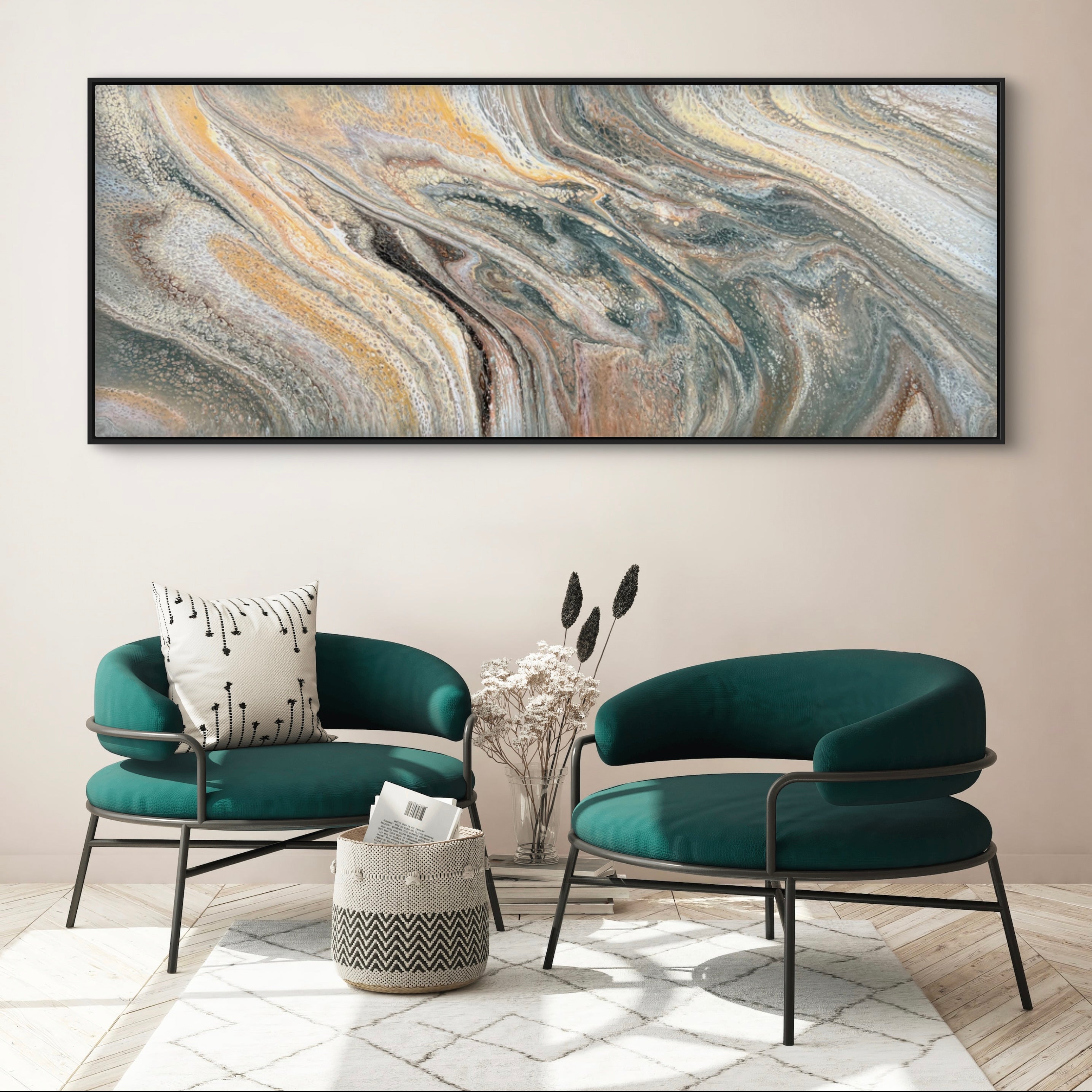 Gilded Sage 200cm x 80cm Abstract Art Painting
