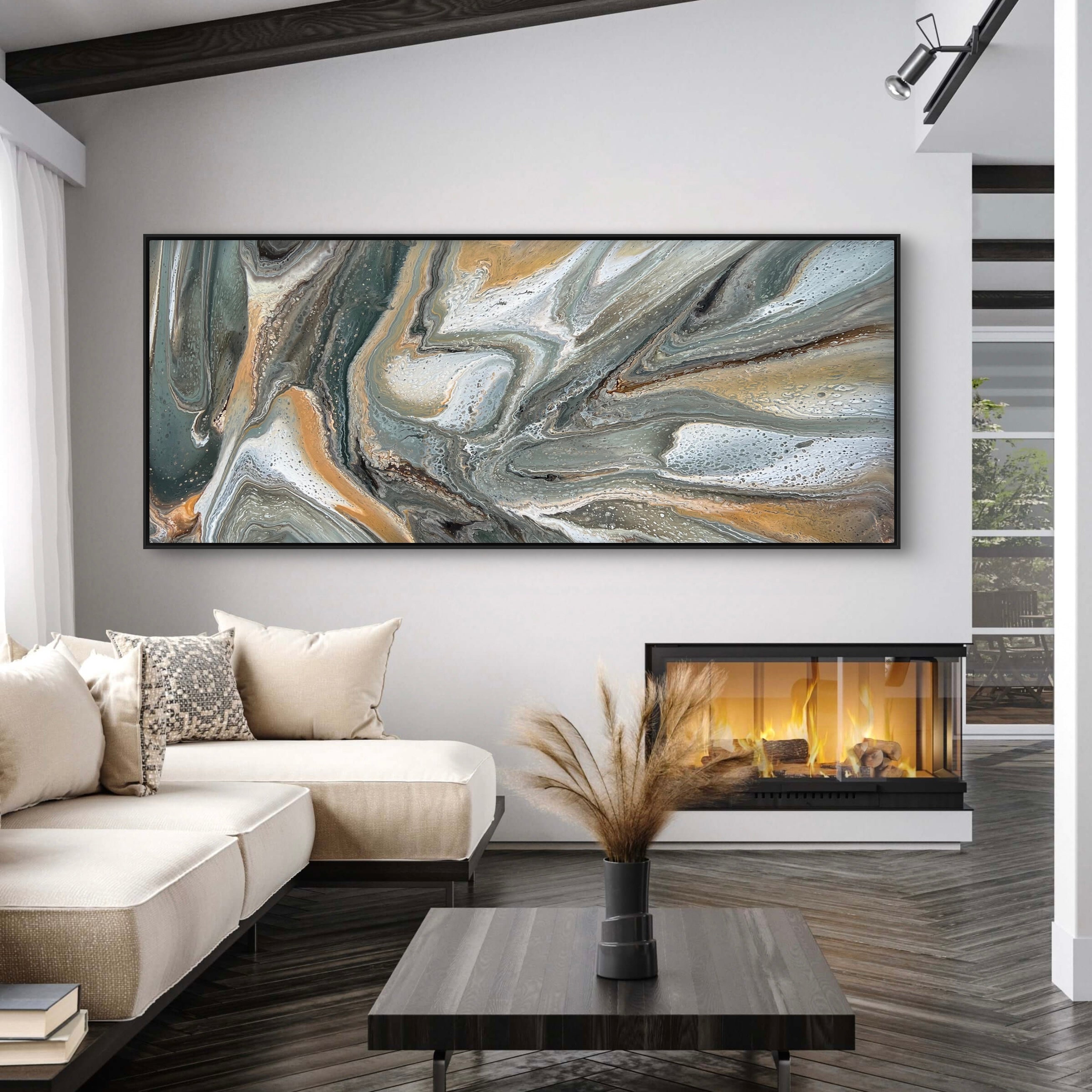 Solitude 240cm x 100cm Khaki Abstract Art Painting