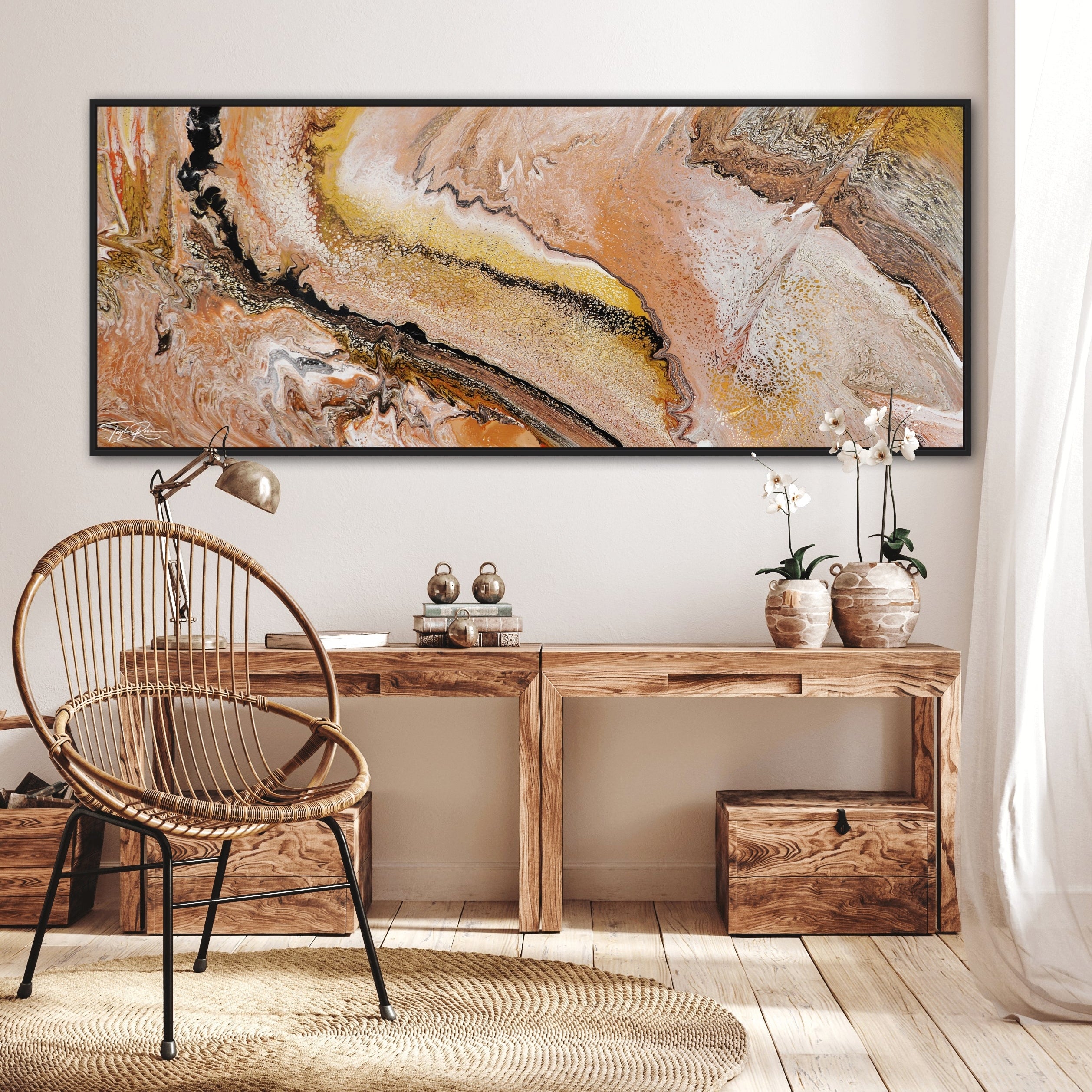 Bronzed Moment 200cm x 80cm Textured Abstract Art Painting (SOLD)