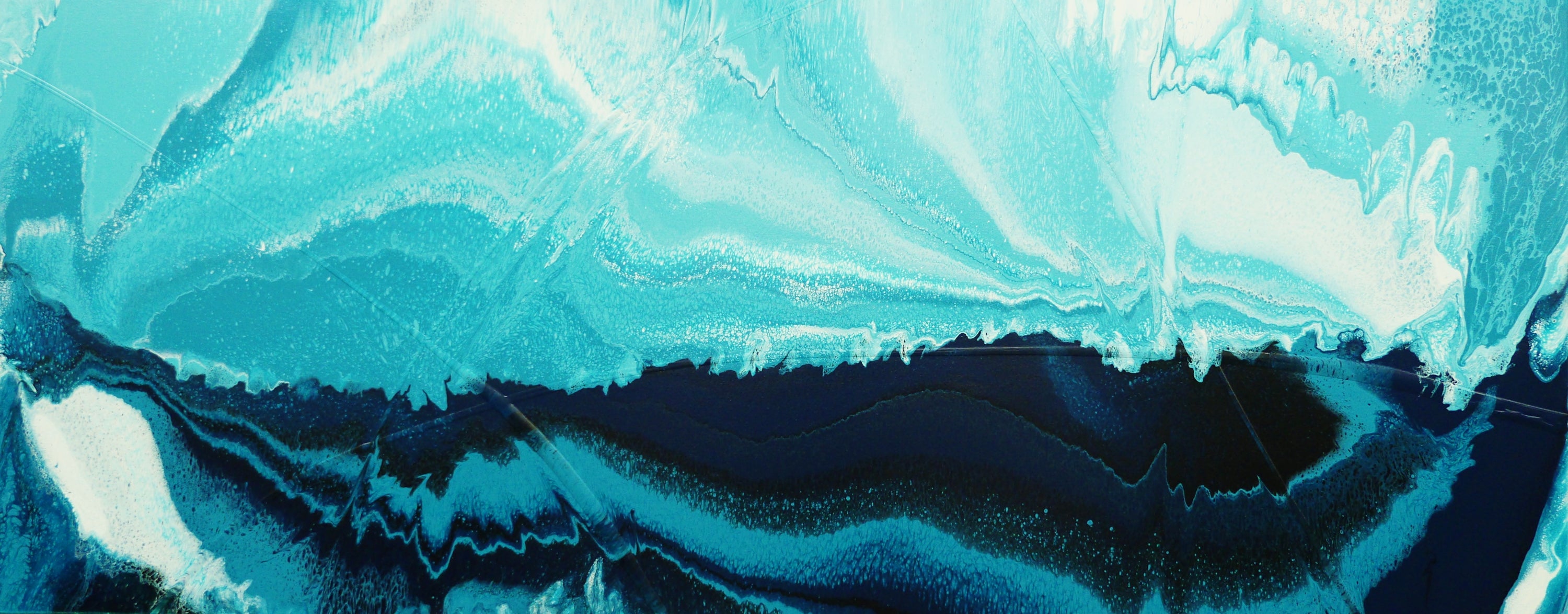 Teal Wash 200cm x 80cm Textured Abstract Art Painting (SOLD)