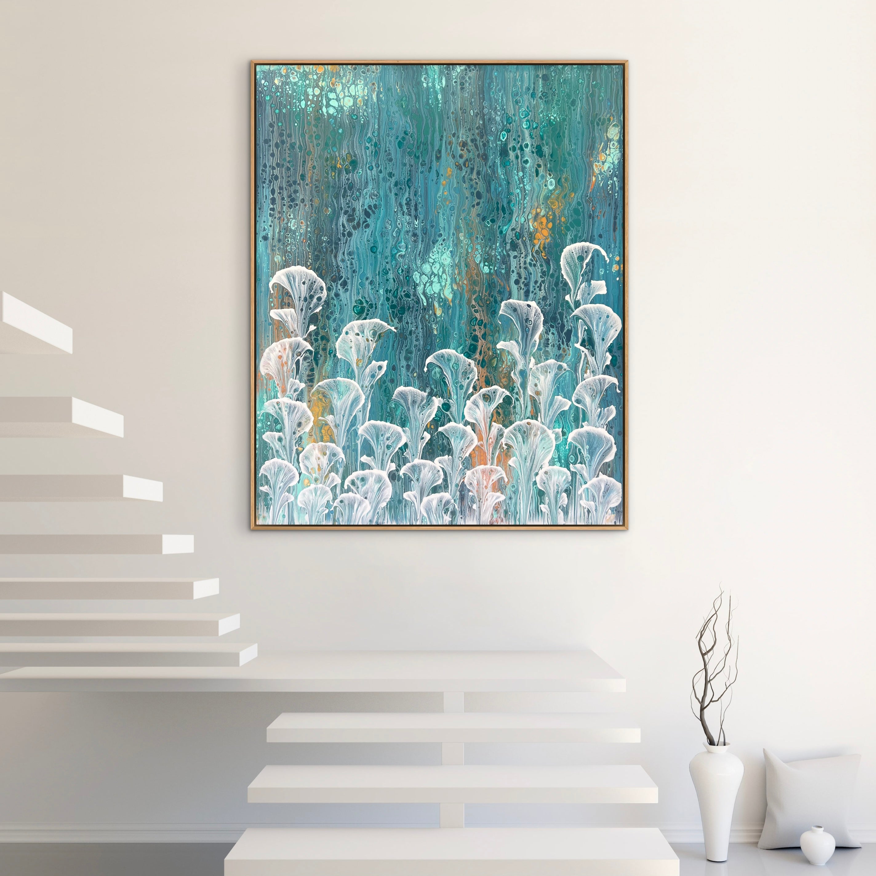 Oceans Bloom 120cm x 150cm Floral and Coral Art Painting