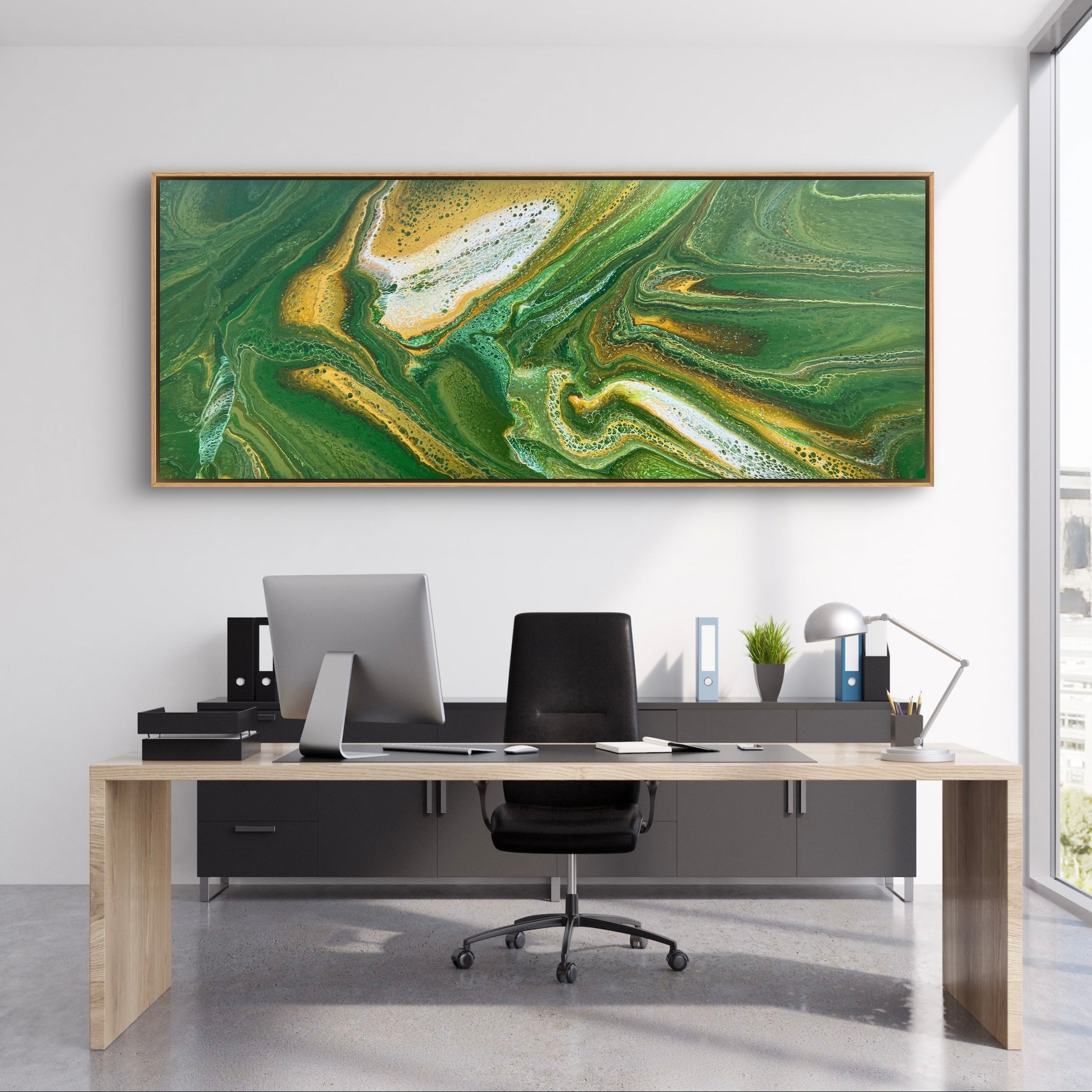 Fresh 200cm x 80cm Green Abstract Art Painting