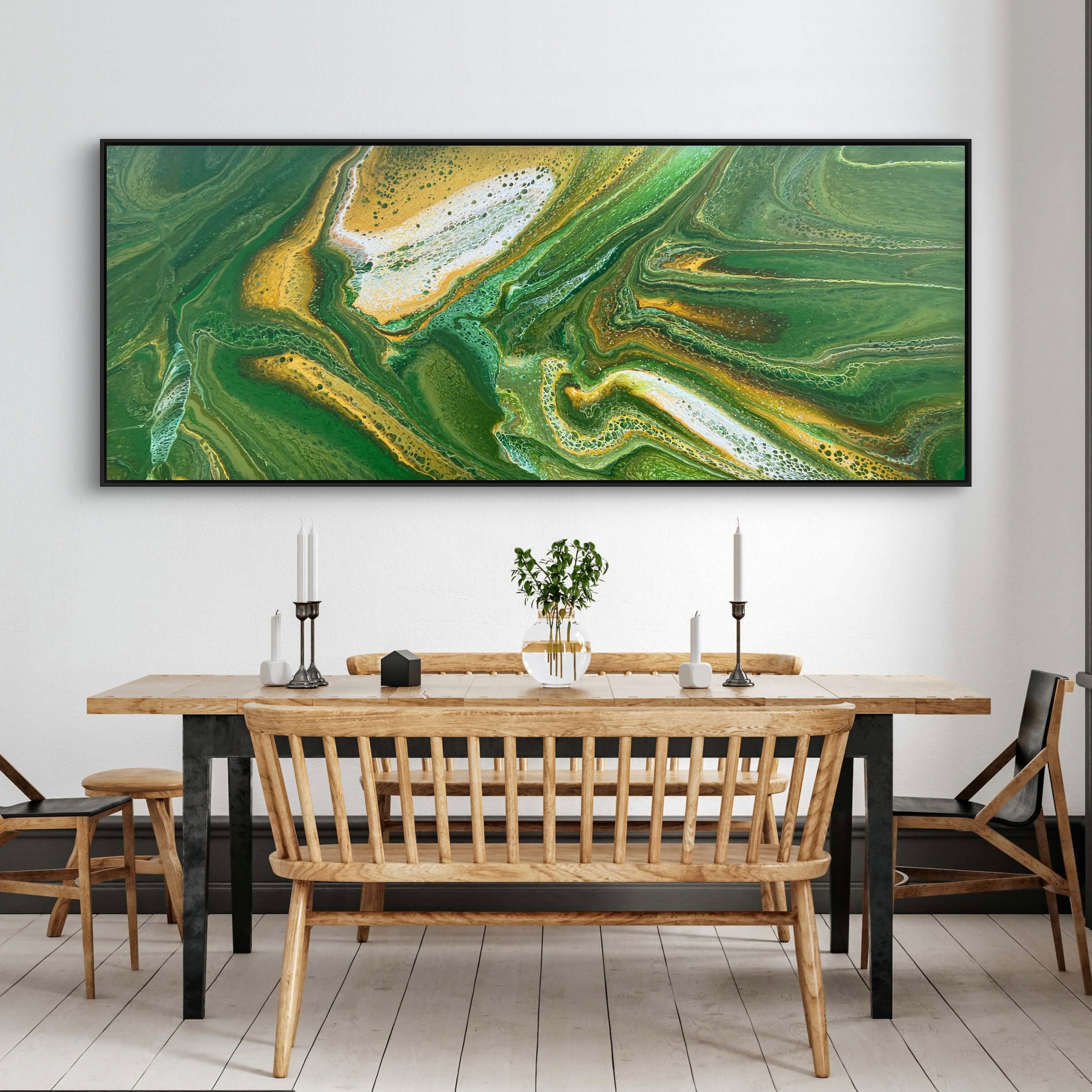 Fresh 200cm x 80cm Green Abstract Art Painting