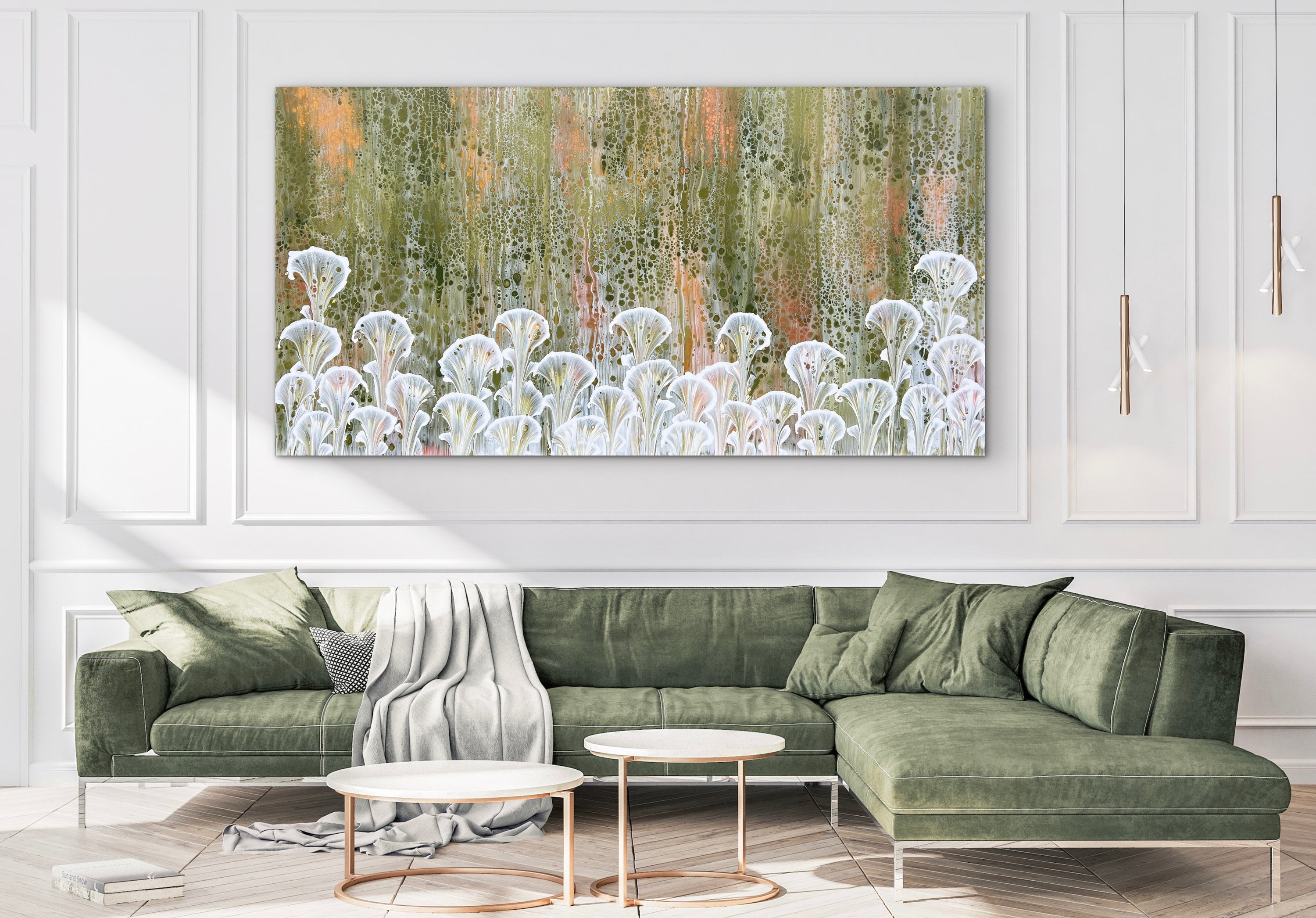 In The Meadow 190cm x 100cm Floral and Coral Art Painting