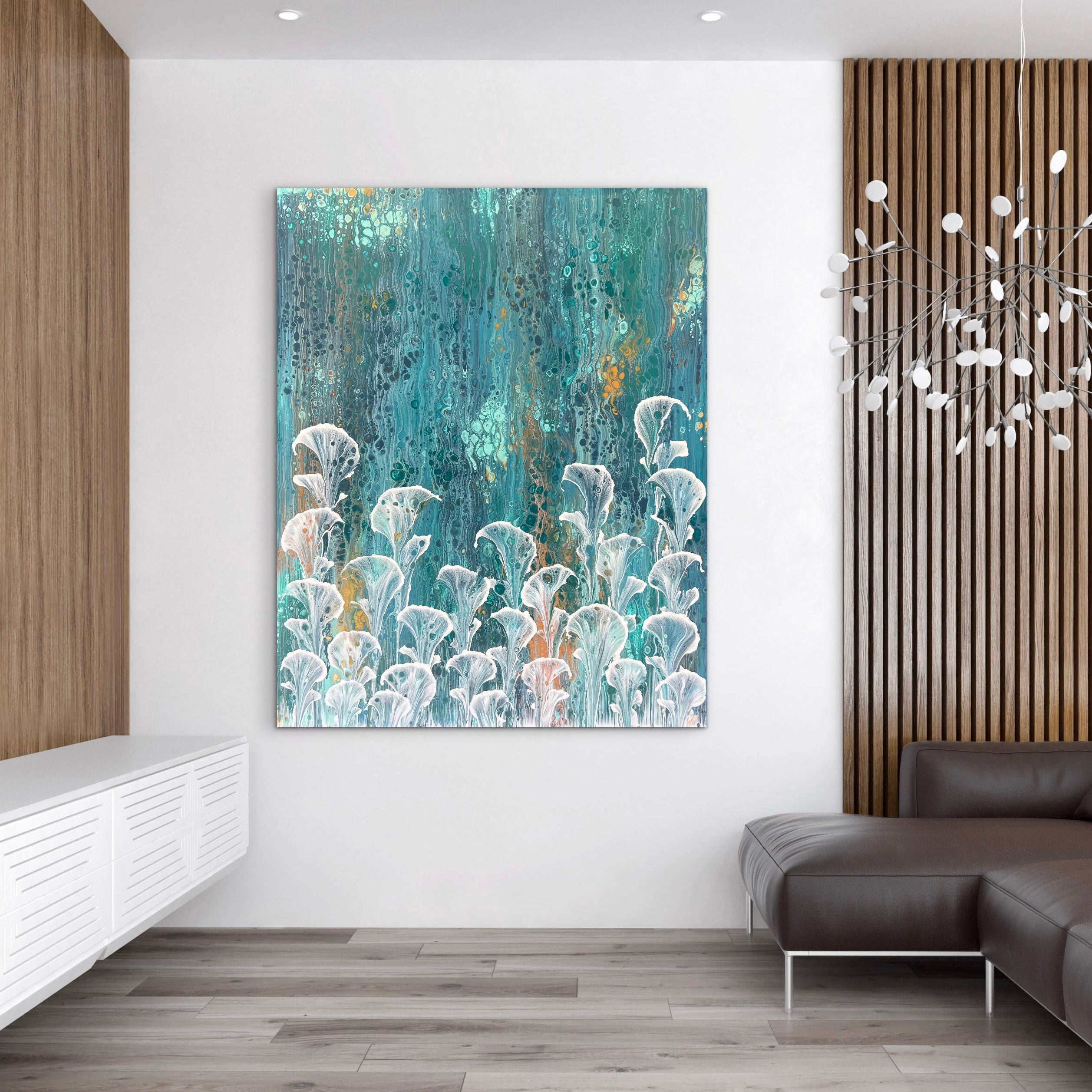 Oceans Bloom 120cm x 150cm Floral and Coral Art Painting