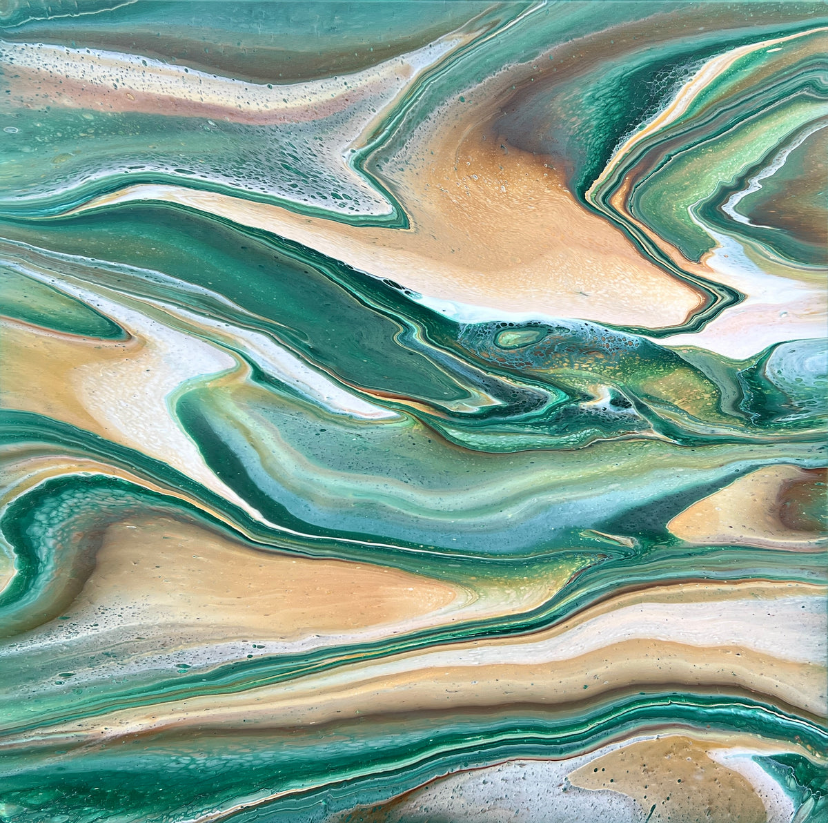 Flowing Emerald 100cm x 100cm Abstract Art Painting