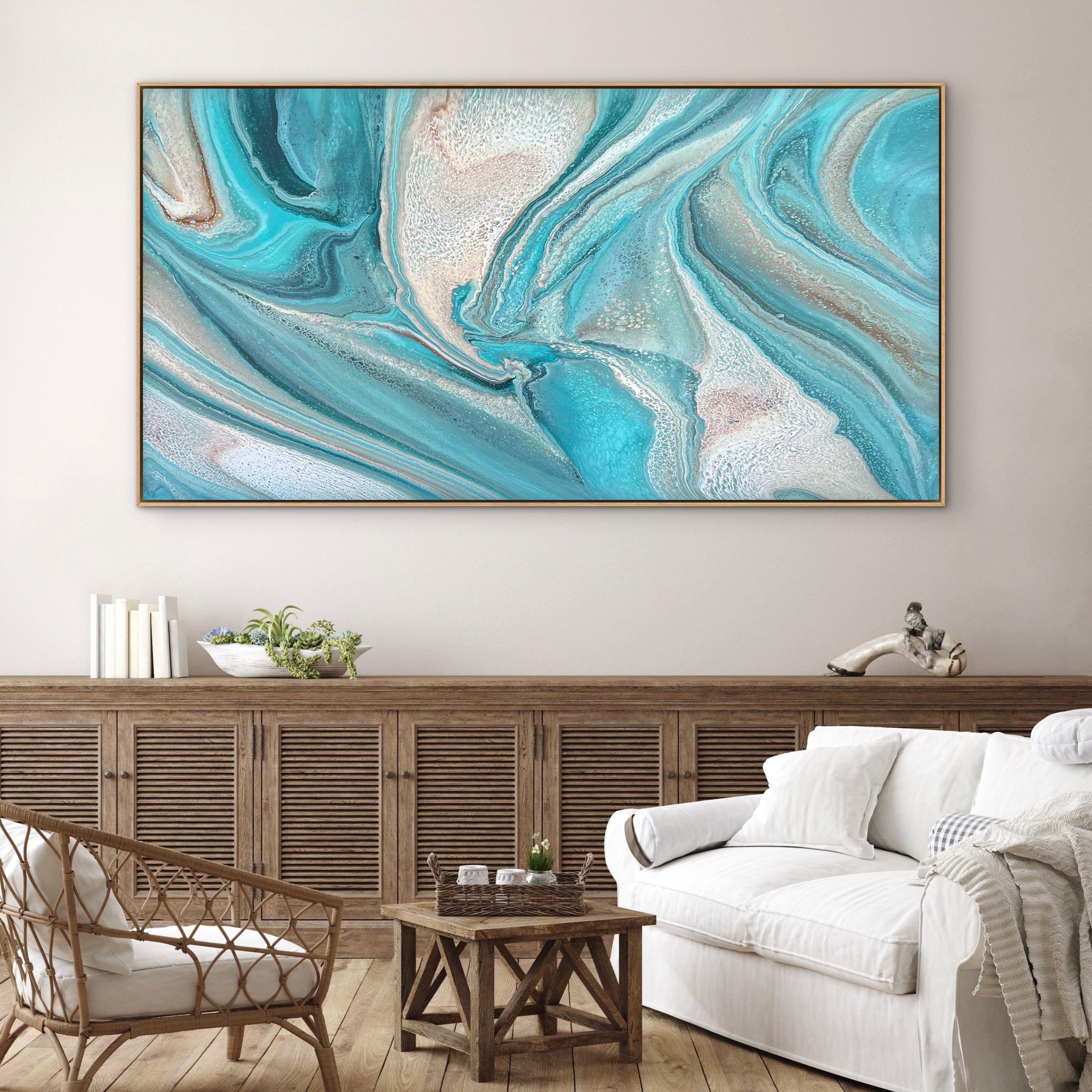 Aqua Siren 190cm x 100cm Abstract Art Painting