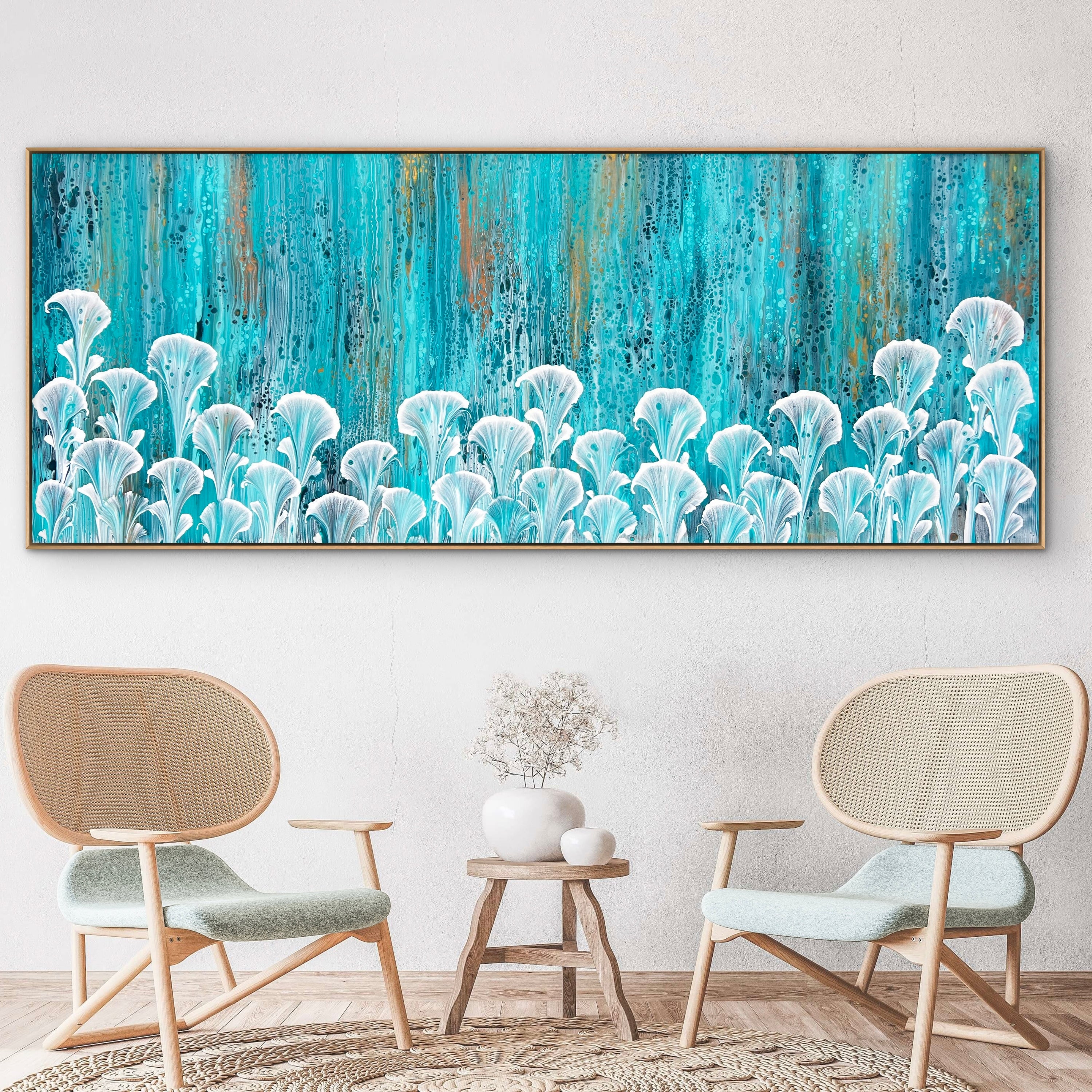 Illuminate 200cm x 80cm Floral and Coral Art Painting