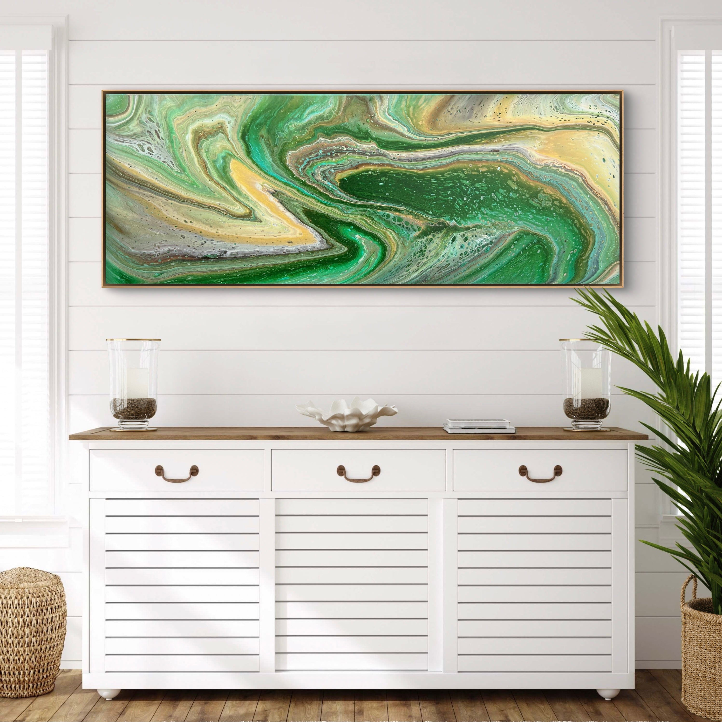 Evergreen 160cm x 60cm Green Abstract Art Painting