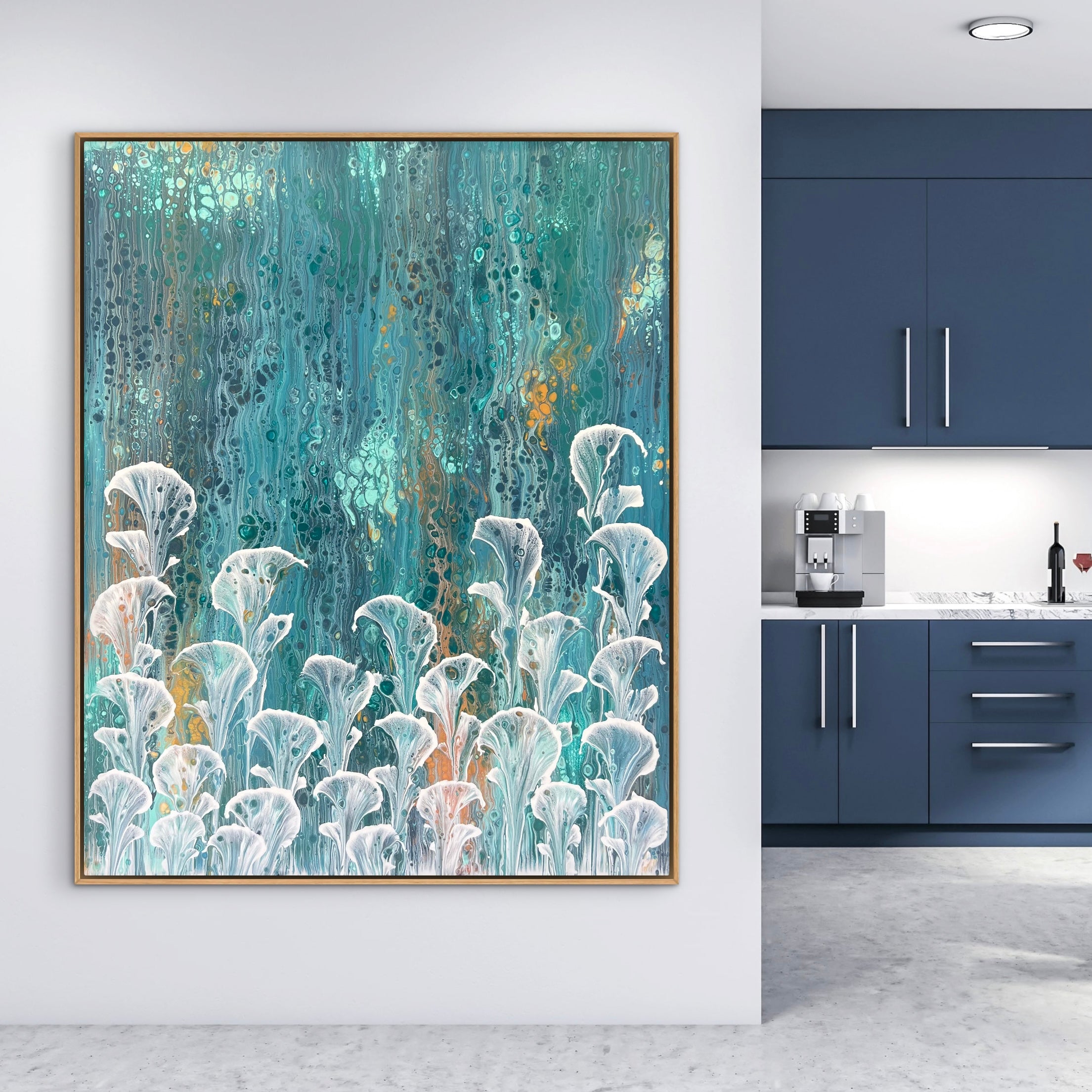Oceans Bloom 120cm x 150cm Floral and Coral Art Painting