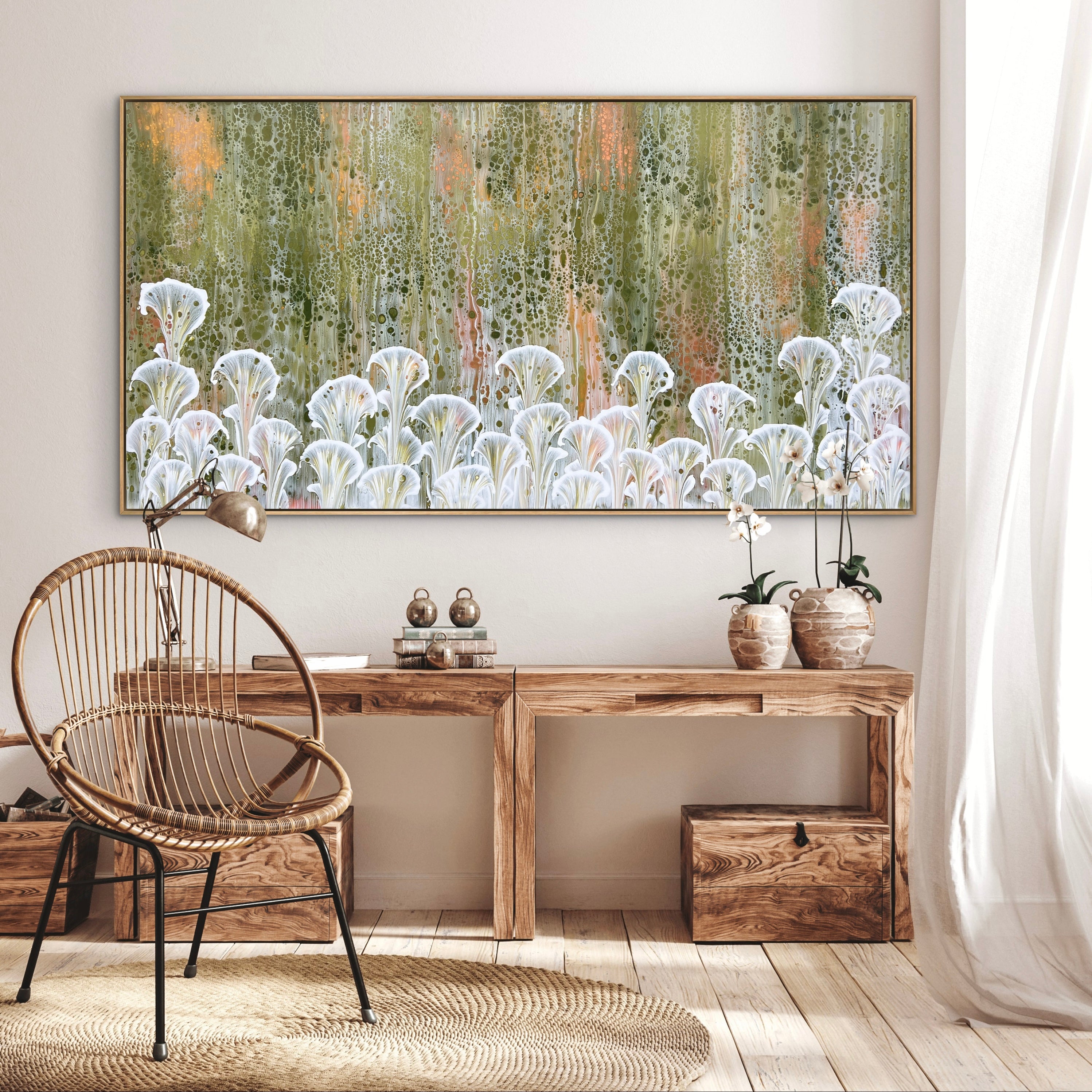 In The Meadow 190cm x 100cm Floral and Coral Art Painting
