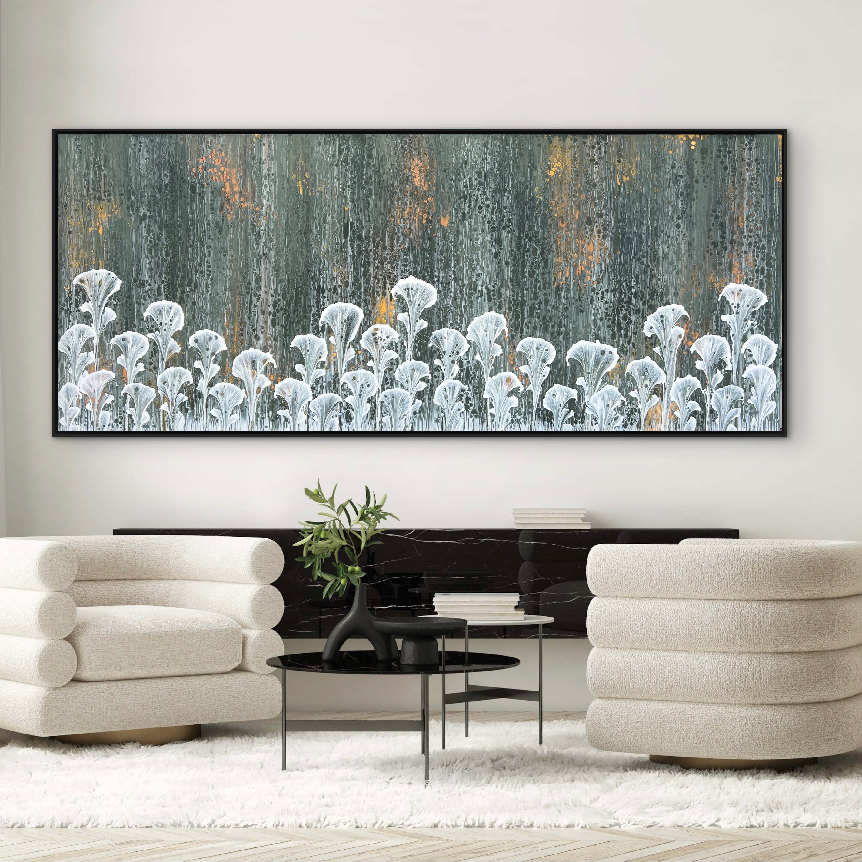 Stay... 240cm x 100cm Floral and Coral Art Painting