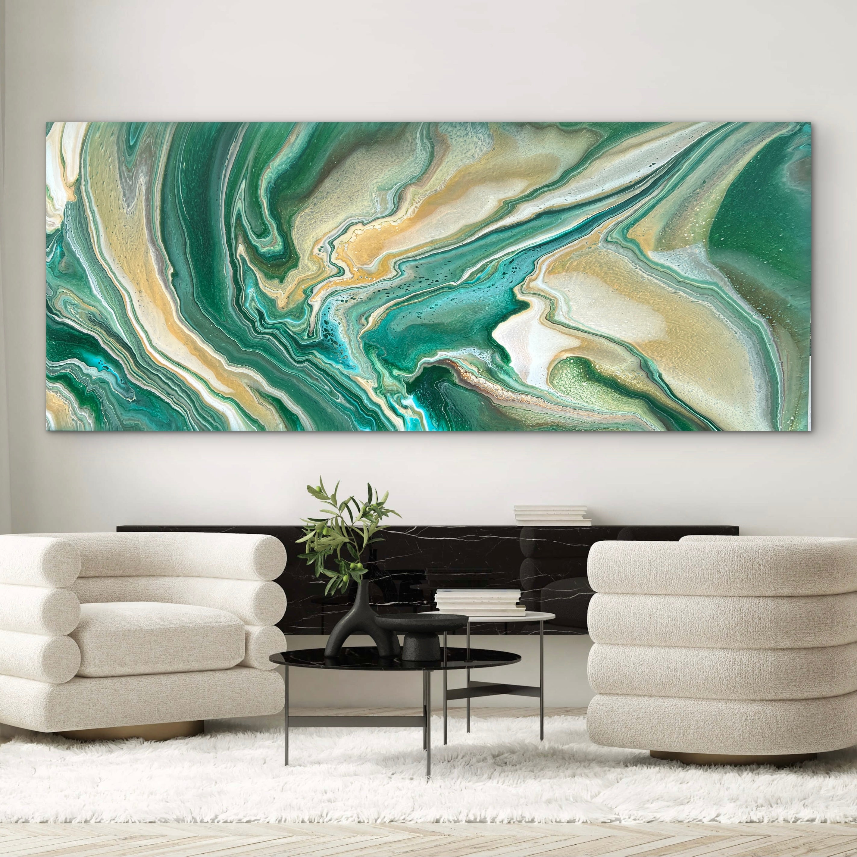 Natures Oasis 240cm x 100cm Abstract Art Painting