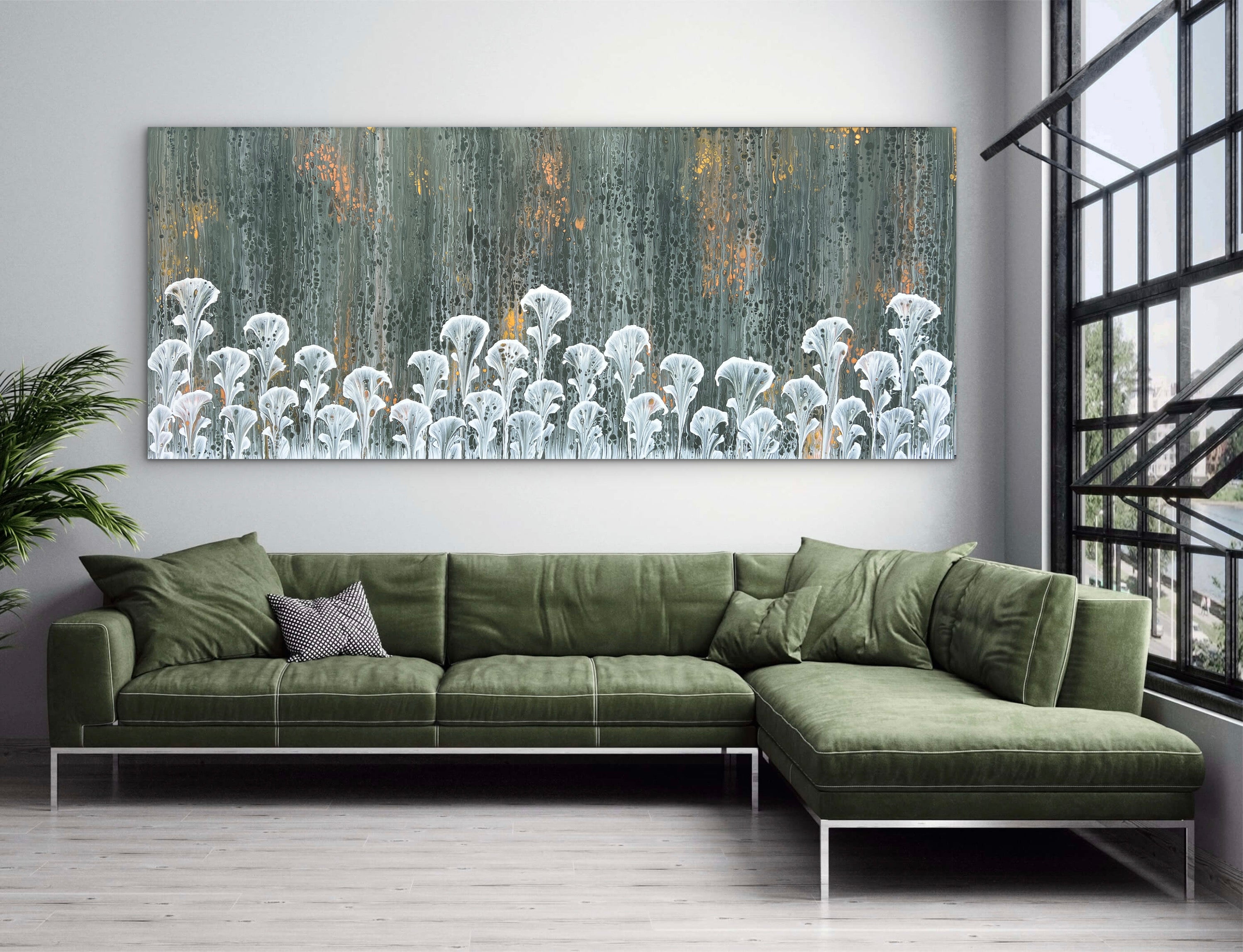 Stay... 240cm x 100cm Floral and Coral Art Painting