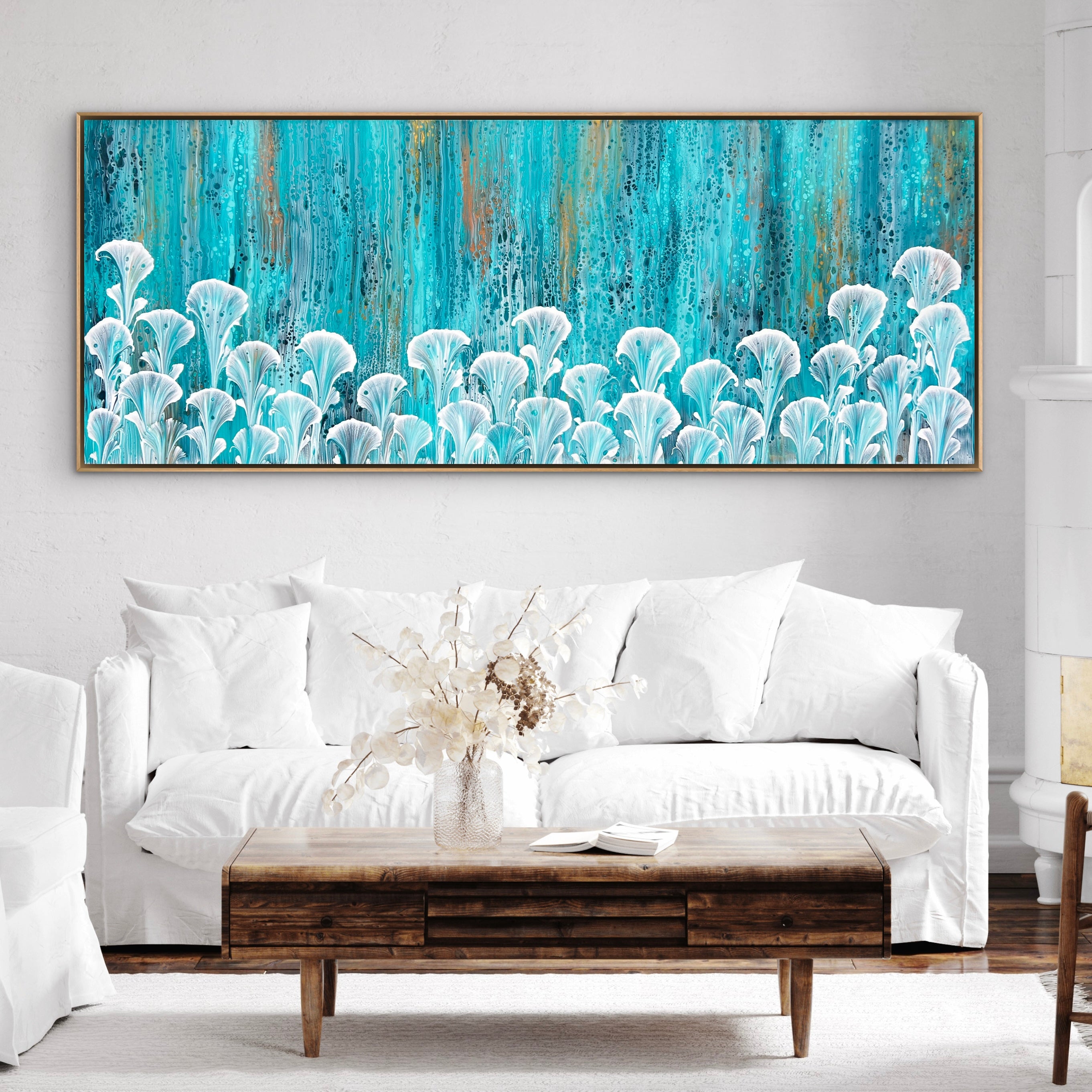 Illuminate 200cm x 80cm Floral and Coral Art Painting